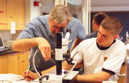 Students examine