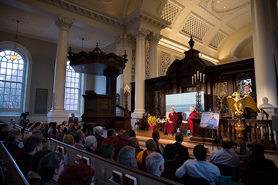 Harvard Divinity School Dean David N. Hempton introduced the 17th Gyalwang Karmapa at the Memorial Church, prior to the Karmapa's lecture titled “Caring for Life on Earth in the 21st Century.”
