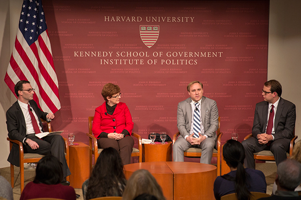 Moderator Michael Sulmeyer, Pamela Smith, Dmitri Alperovitch, and Ben Buchanan. Photo by Sarah Silbiger