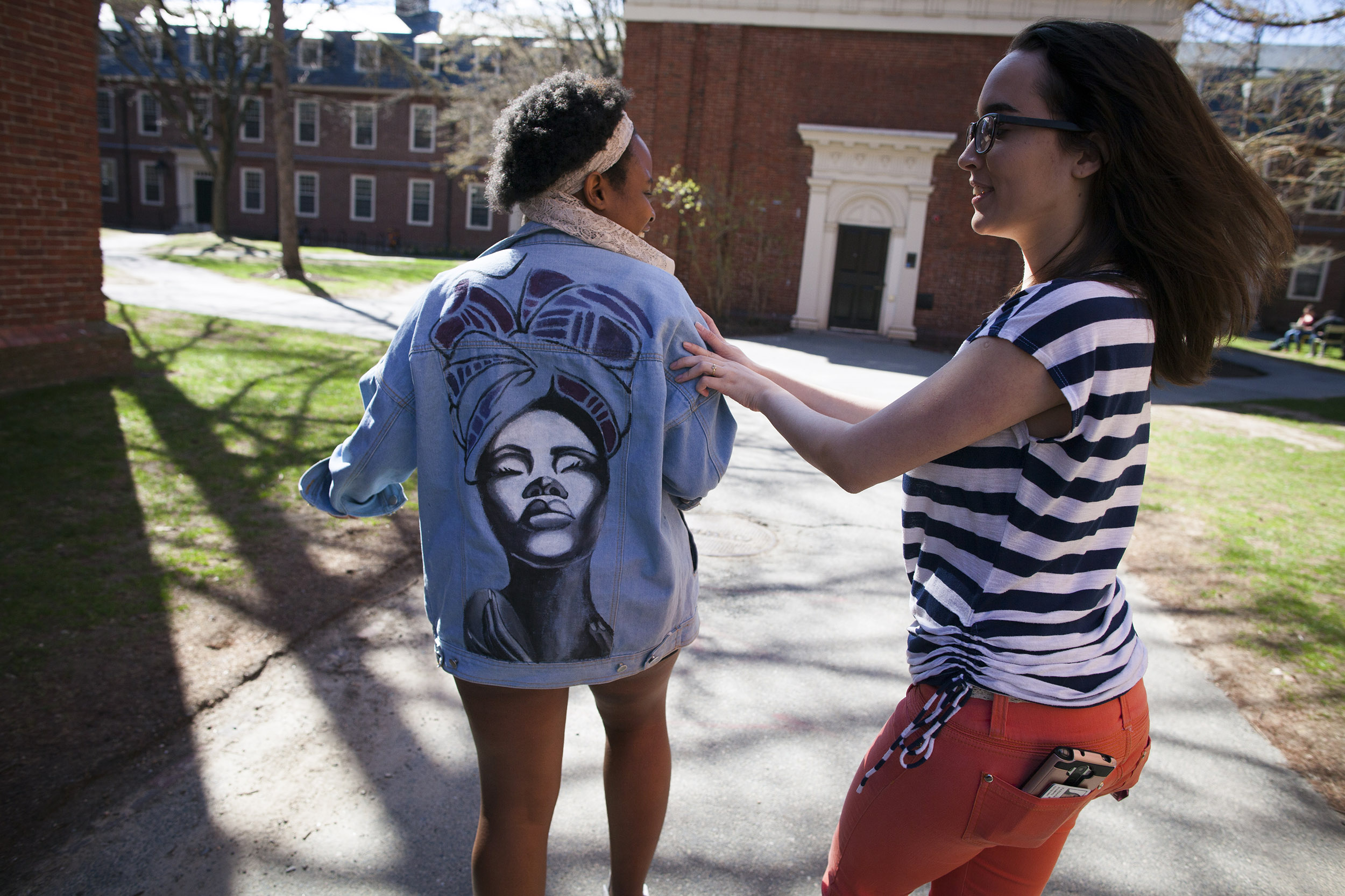 First year roommates Tatiana Patino '20 (right), from Georgia, and Walburga Khumalo '20, from South Africa, share a room in Stoughton Hall.