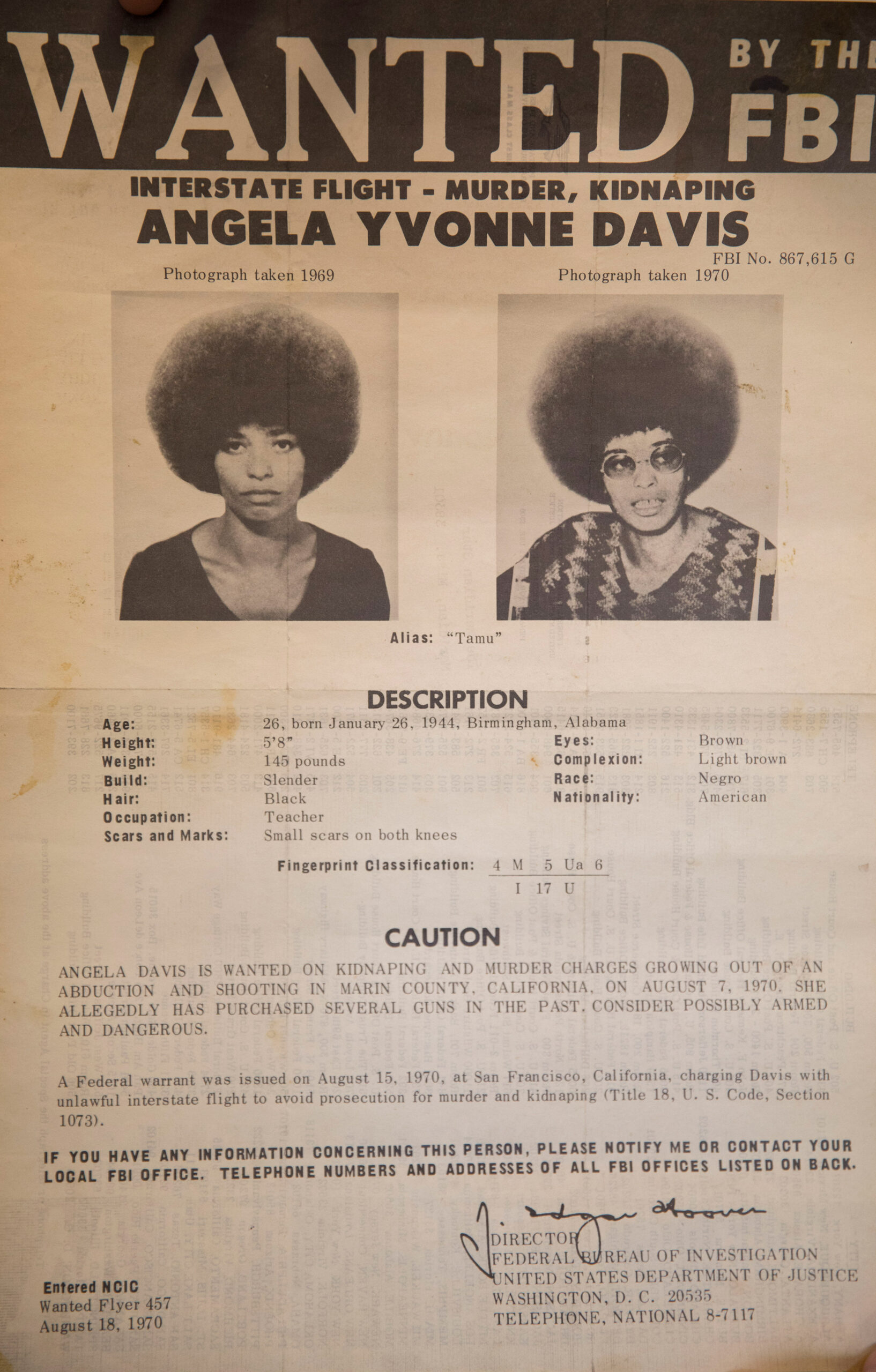 Angela Davis wanted poster