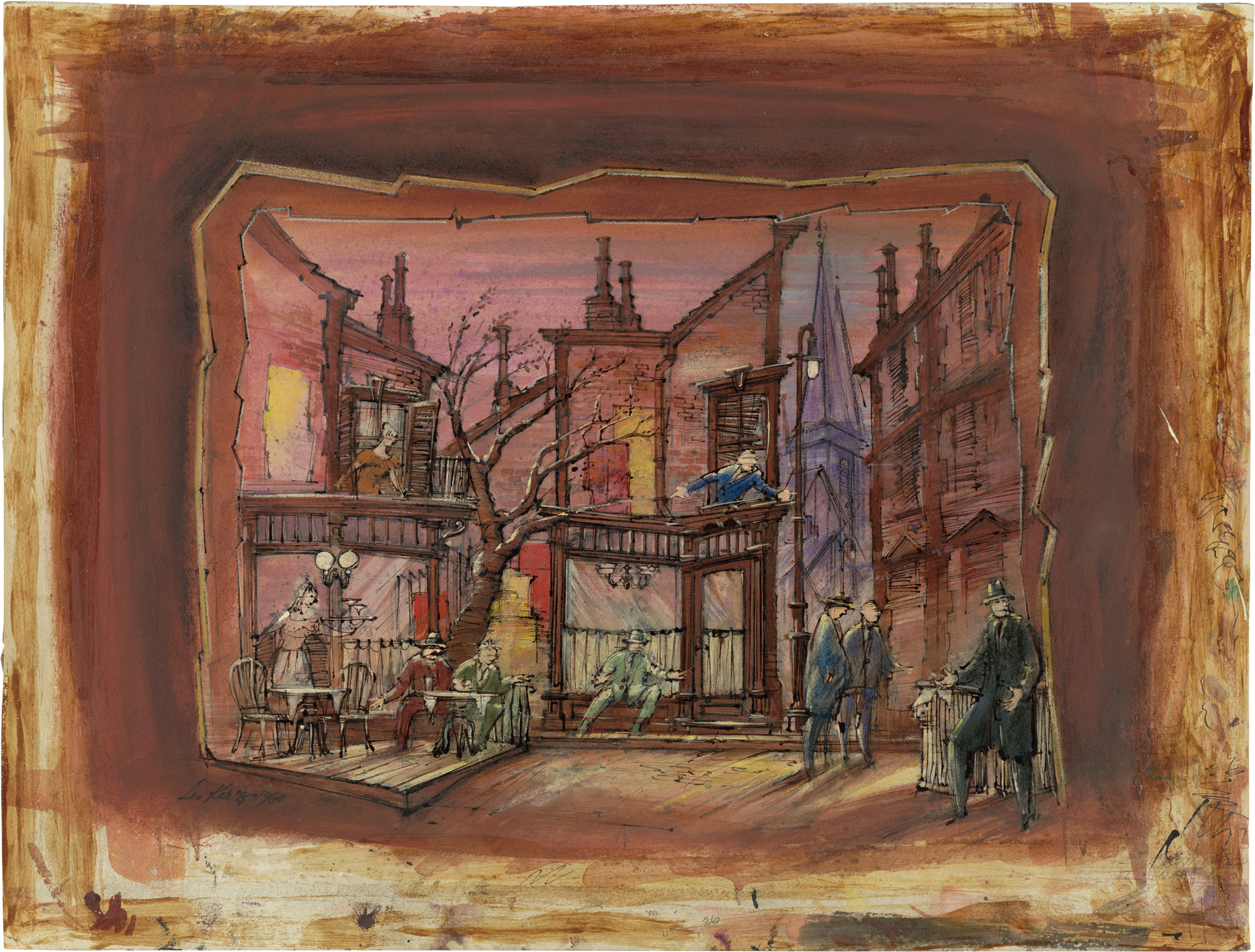 J.B." set design by Boris Aronson, 1958.