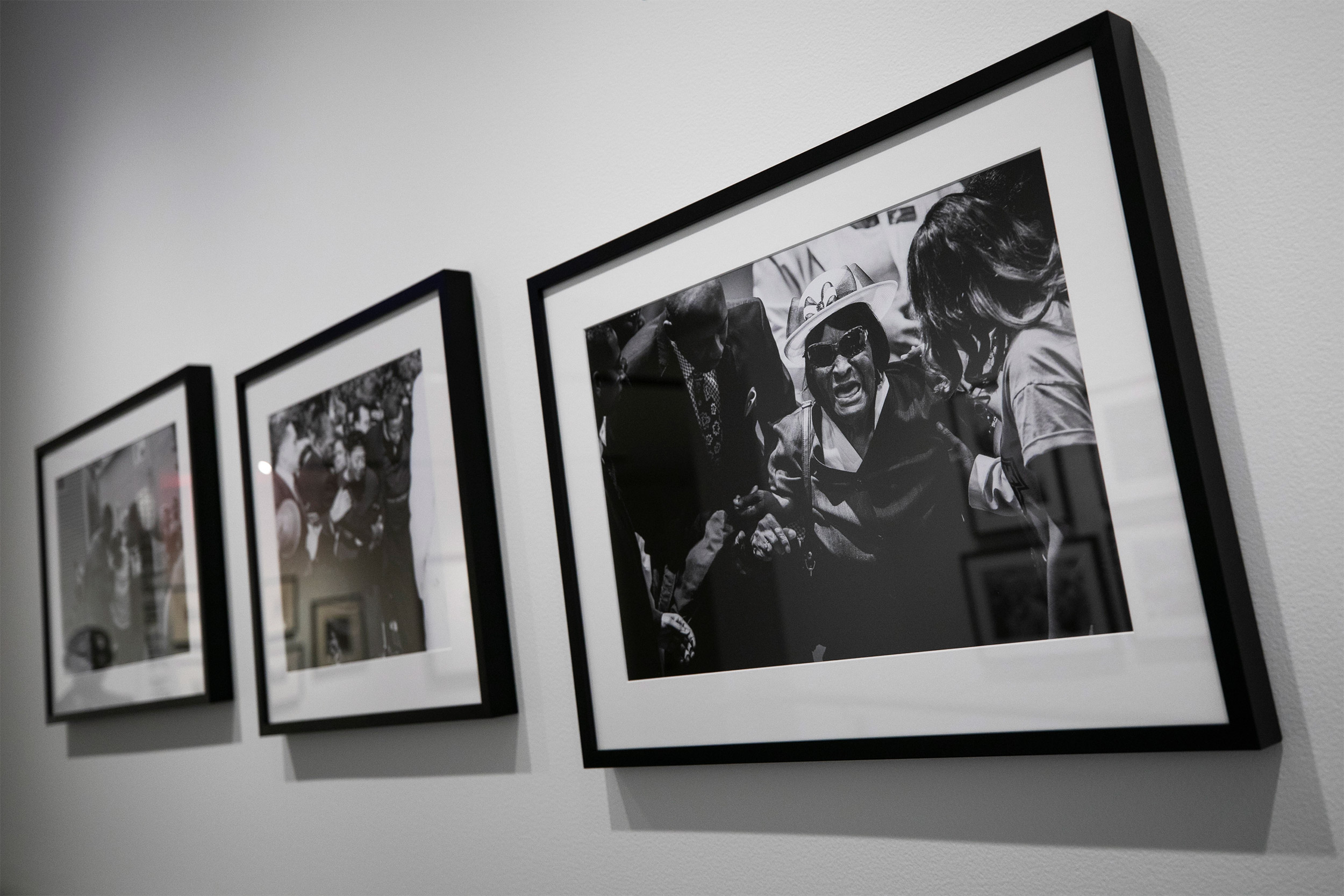 Black and white photo of woman crying