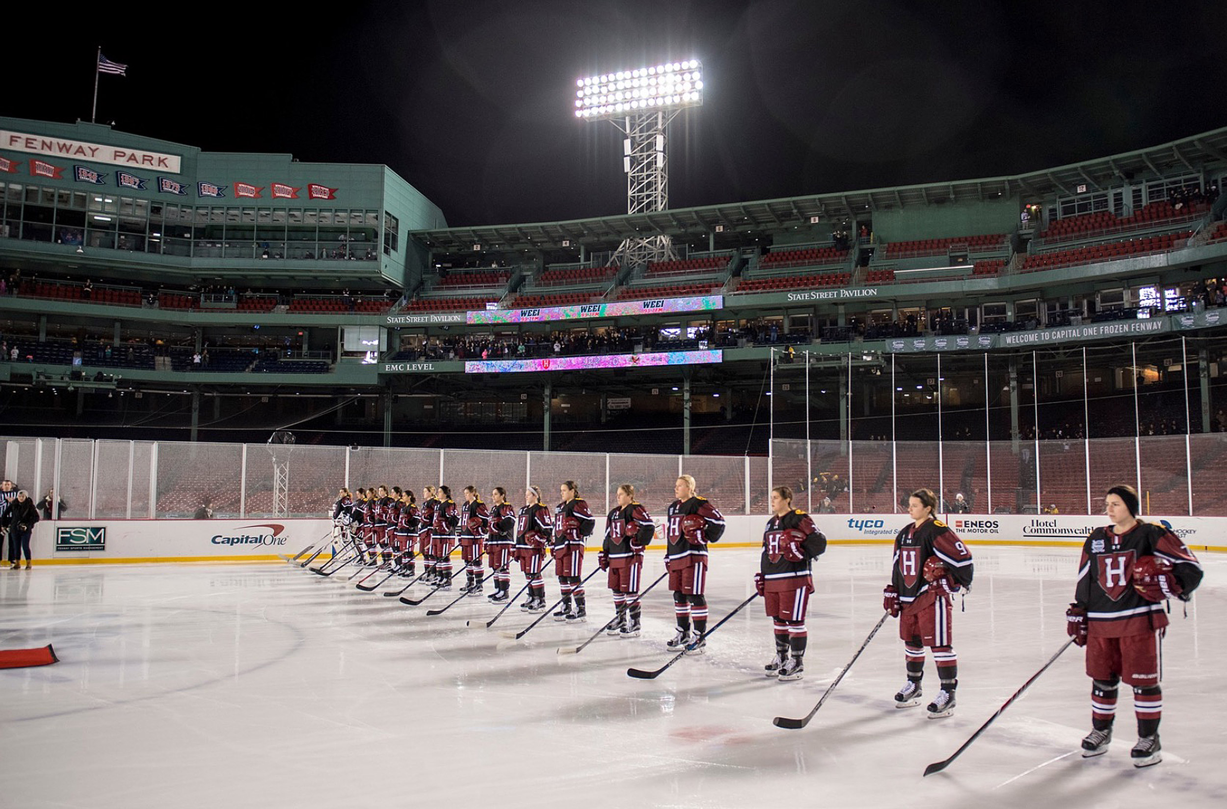 Harvard women's hockey at Fenway.