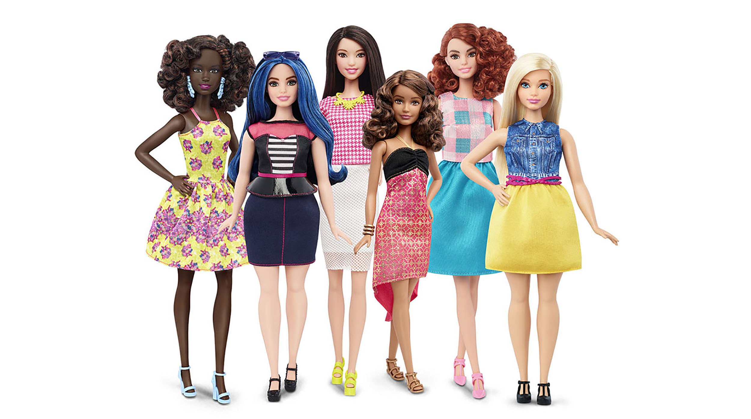 Barbie Dolls showing different body shapes.