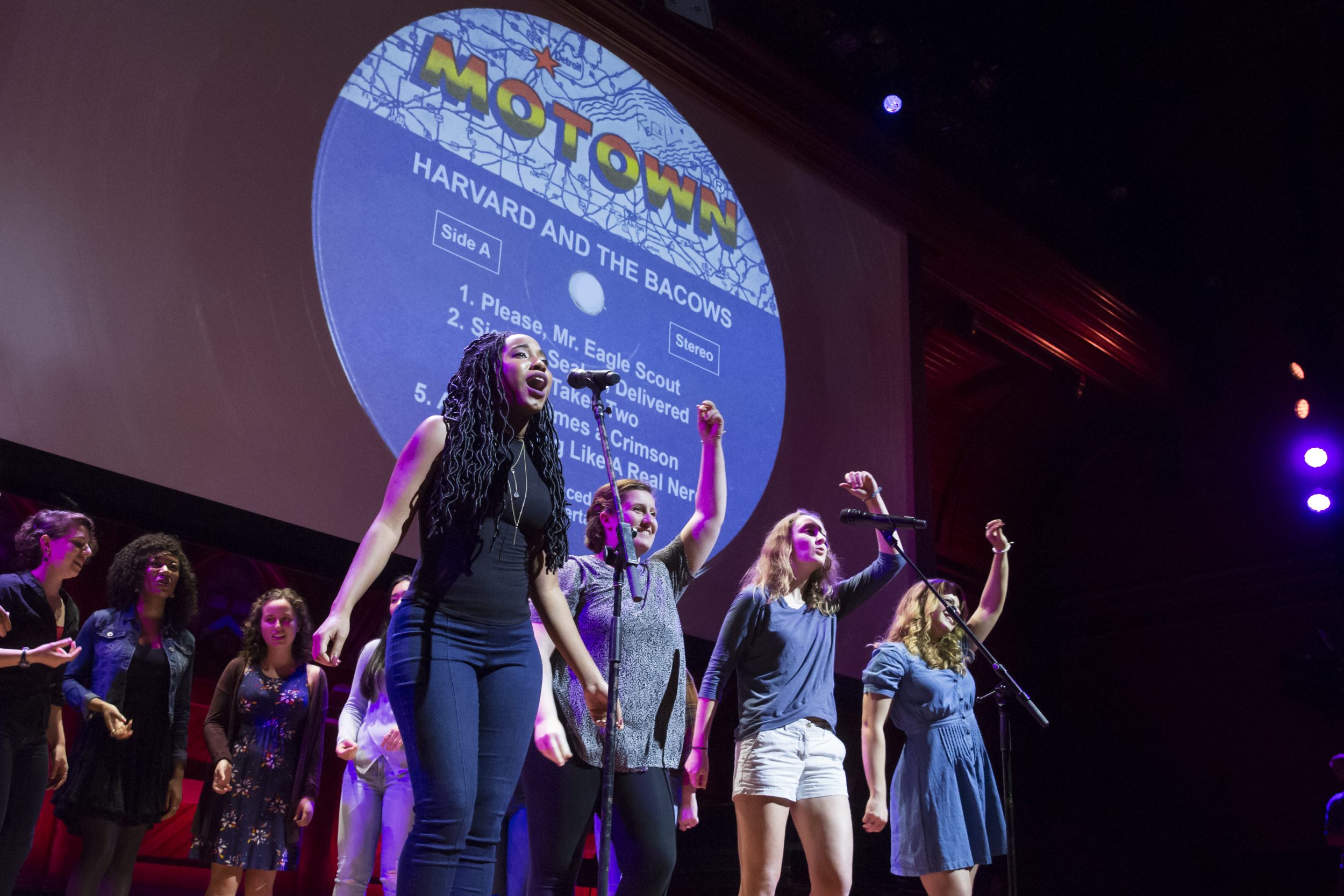 Singers on stage at Bacow inauguration