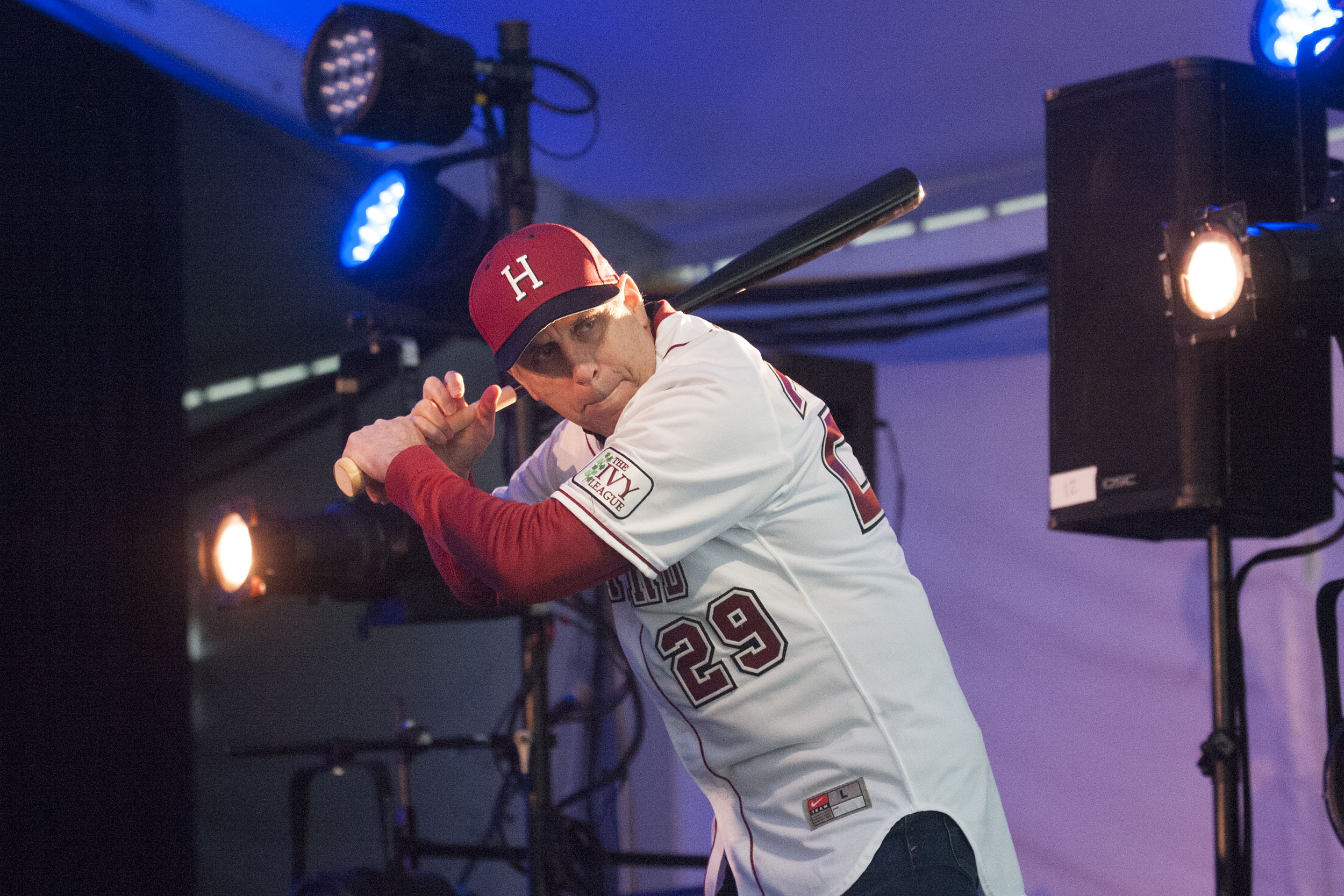 Larry Bacow performs Casey at the Bat.