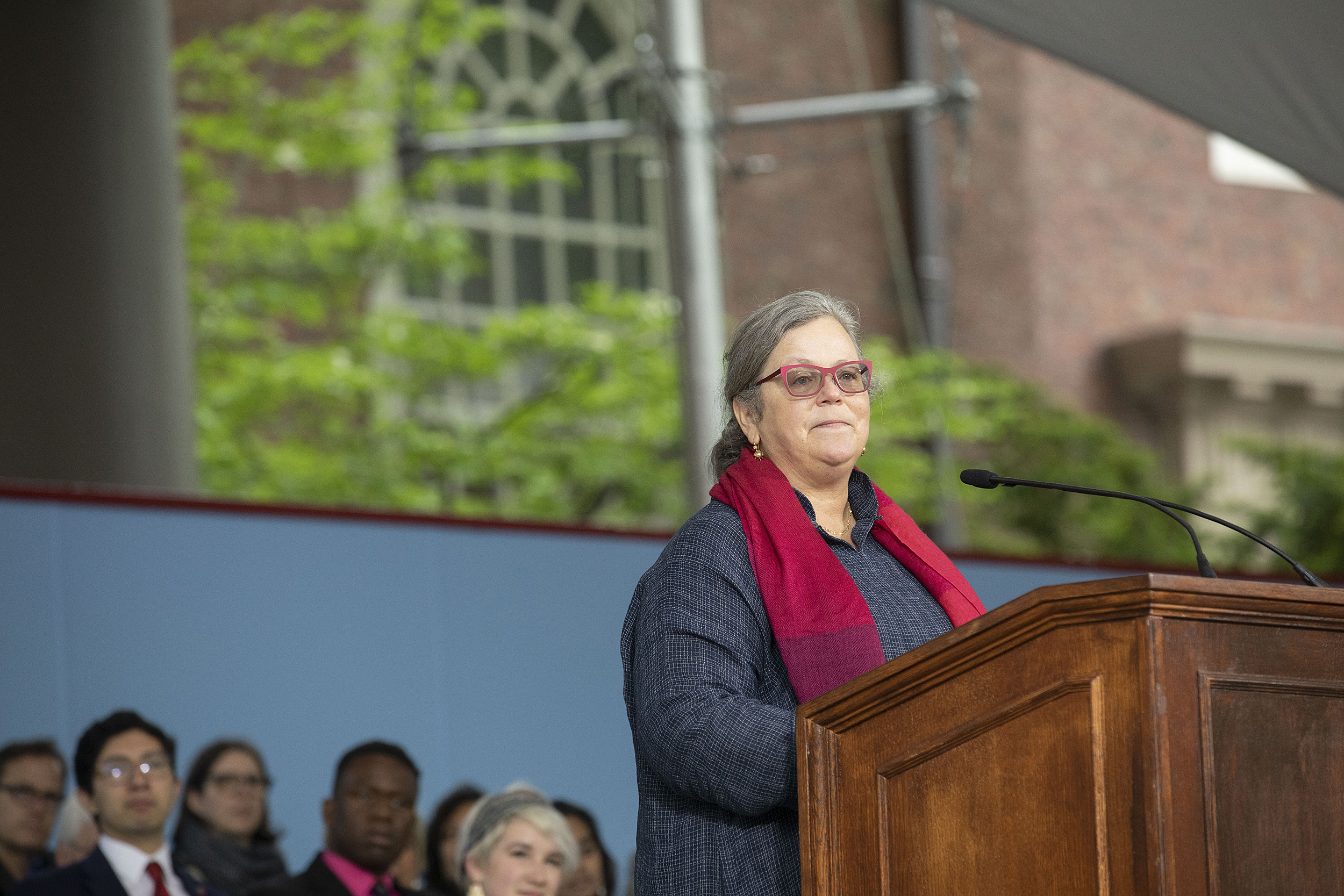 Incoming HAA president Alice Hill speaks at the podium