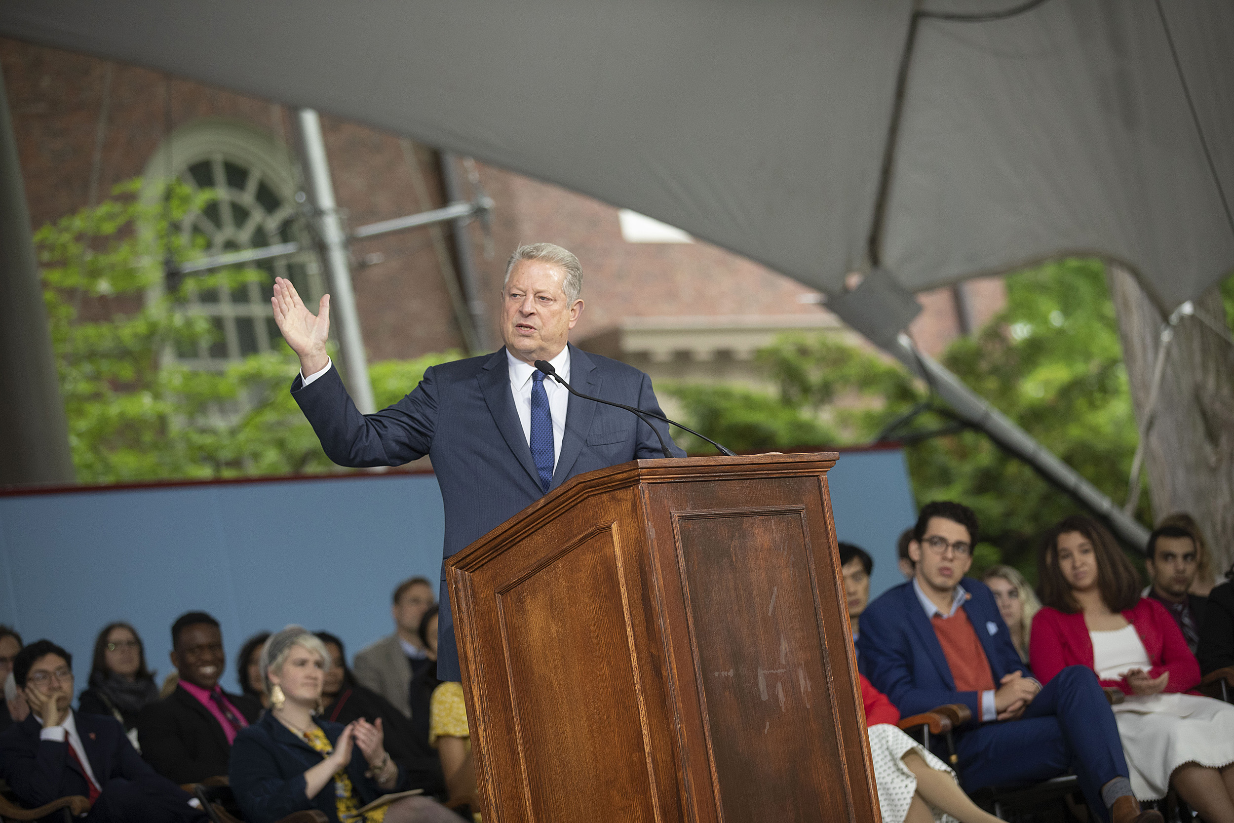 Al Gore speaks onstage