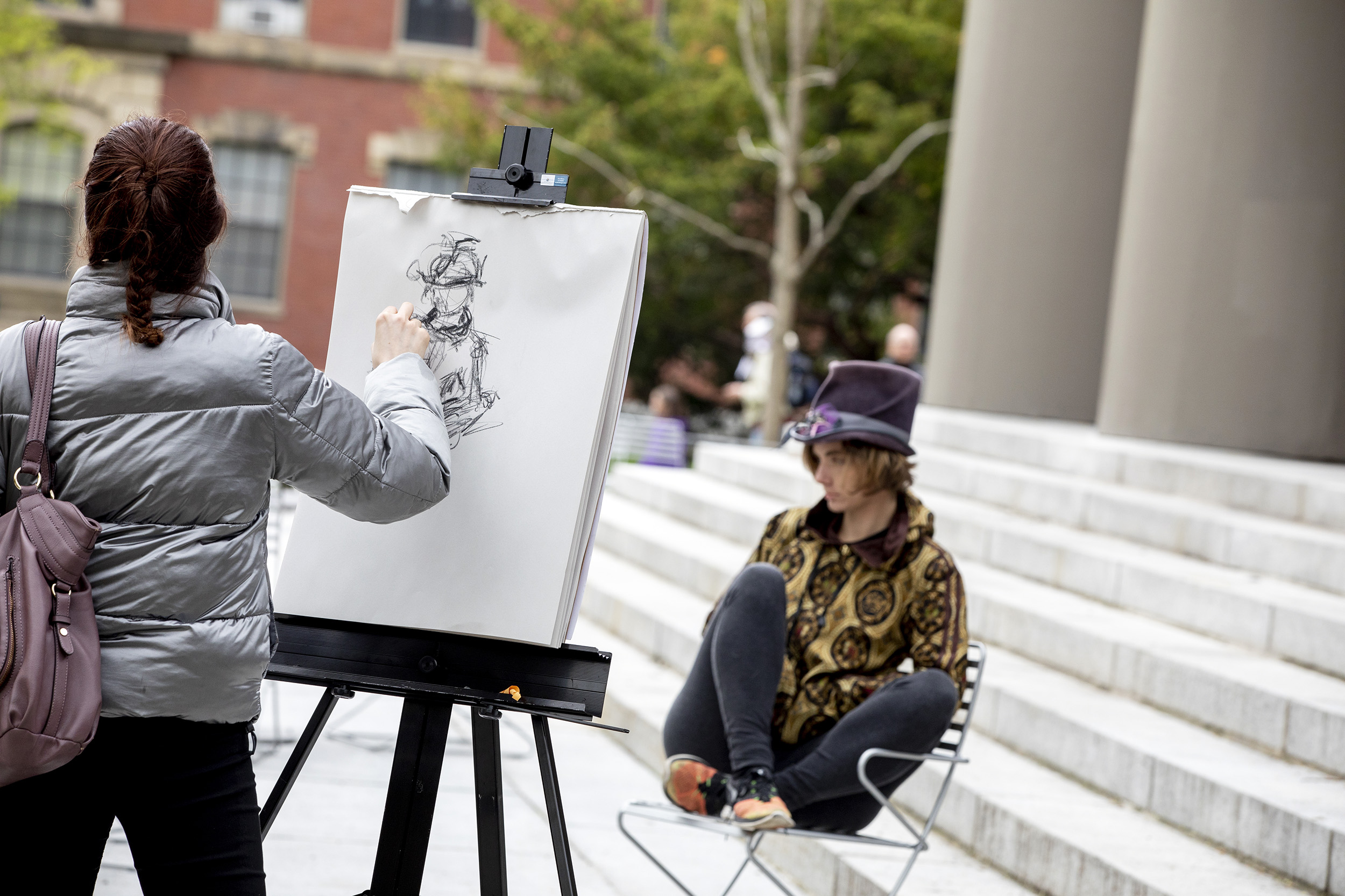 Callista Womack poses at the Figure Drawing in Tercentenary Theatre.