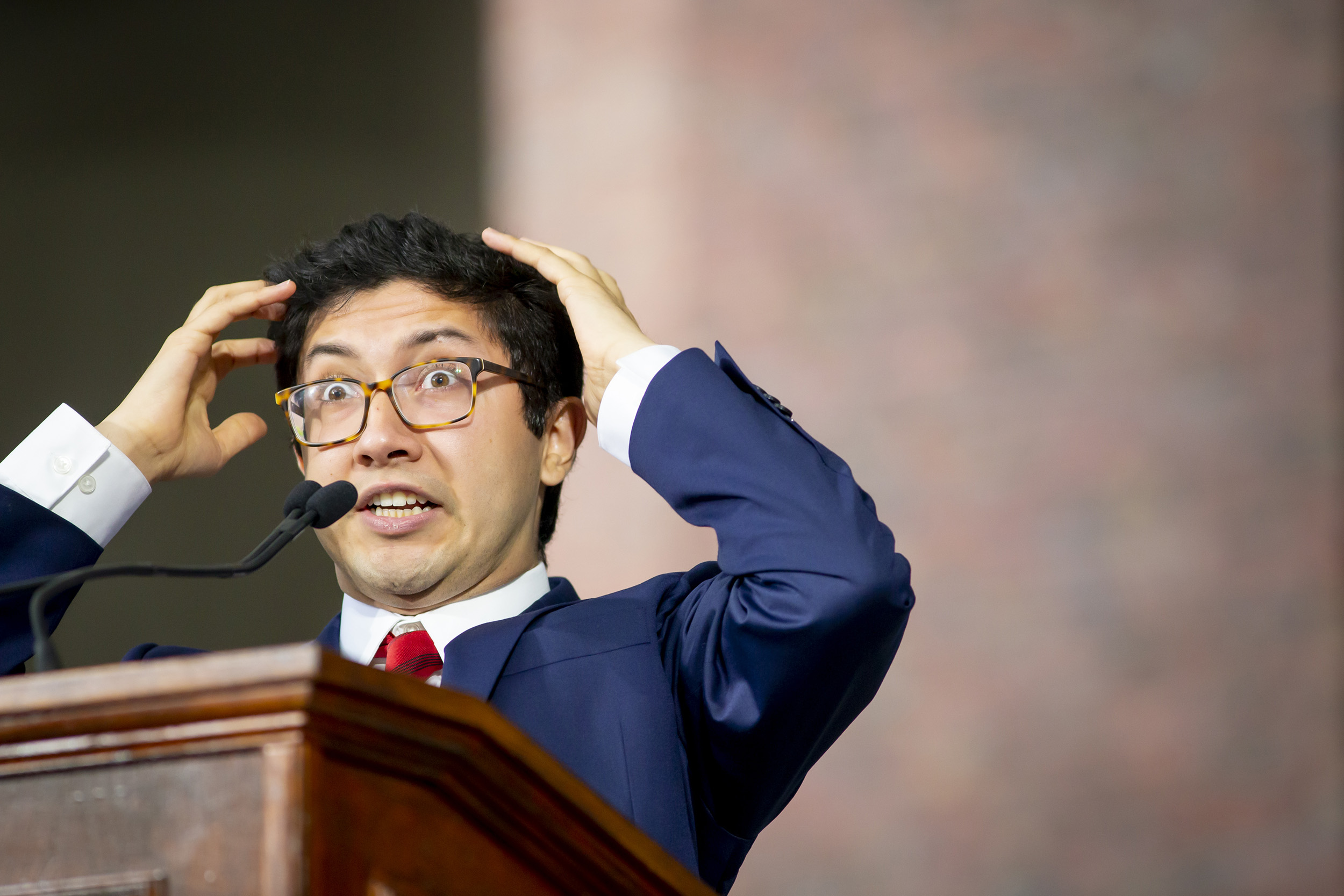 Nicolas Hornedo delivers the Ivy Oration during Class Day.