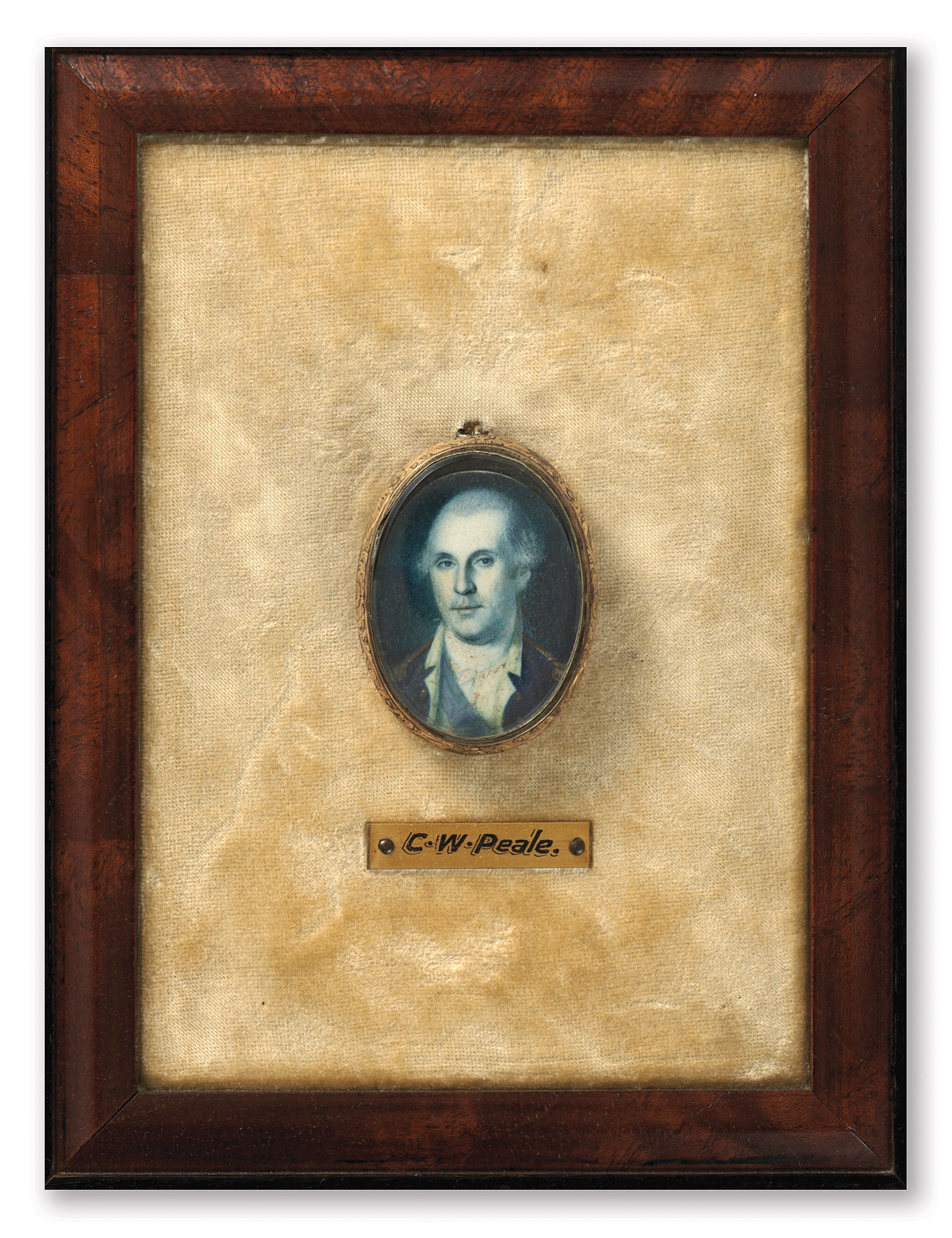 Watercolor on ivory of George Washington.