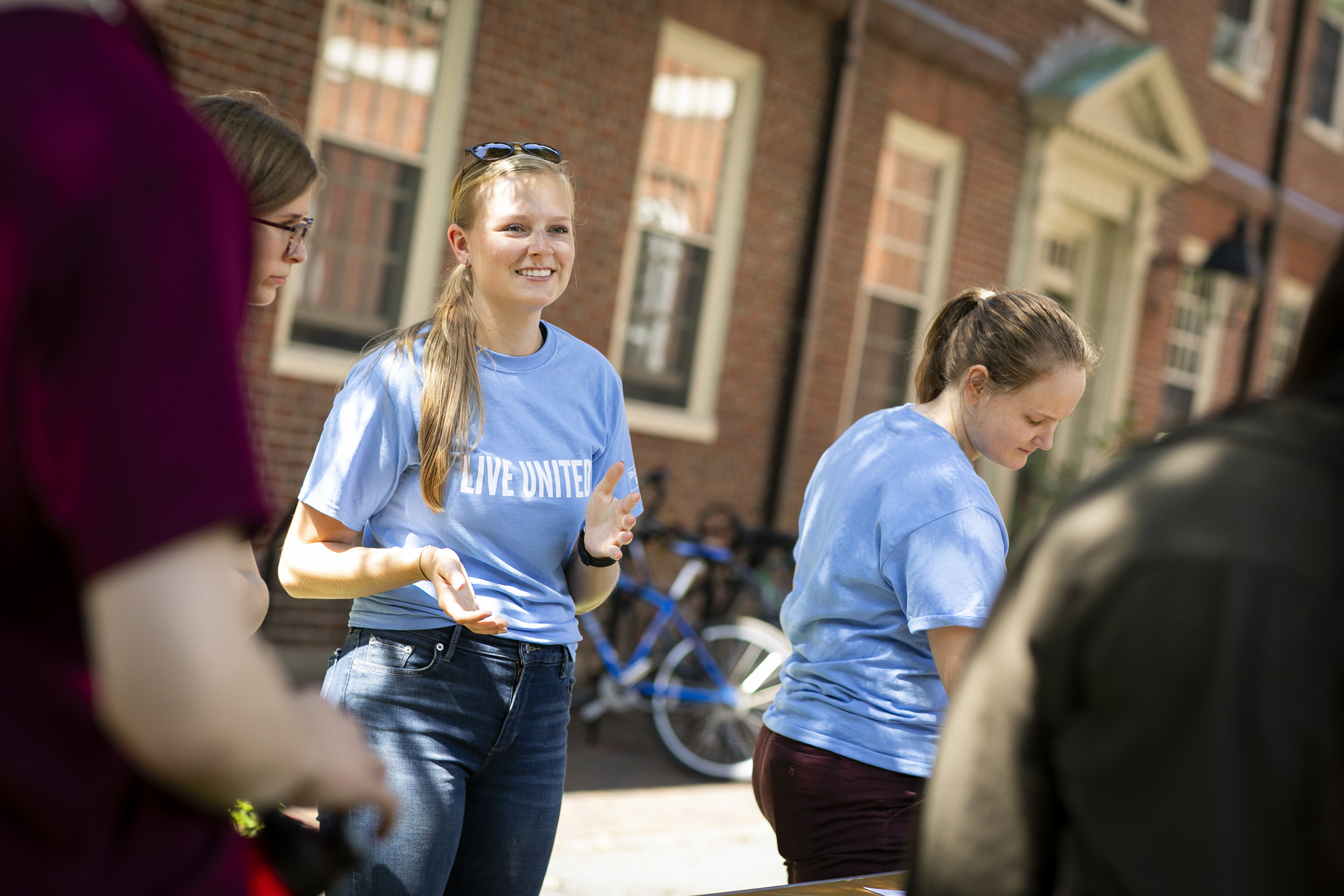 Blaine Flanders (left) and Alex Kemna instruct the students on the activities