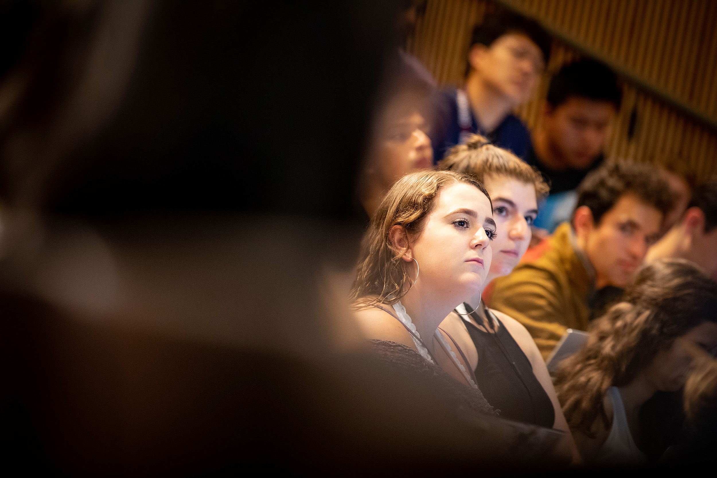 Students listen during class.