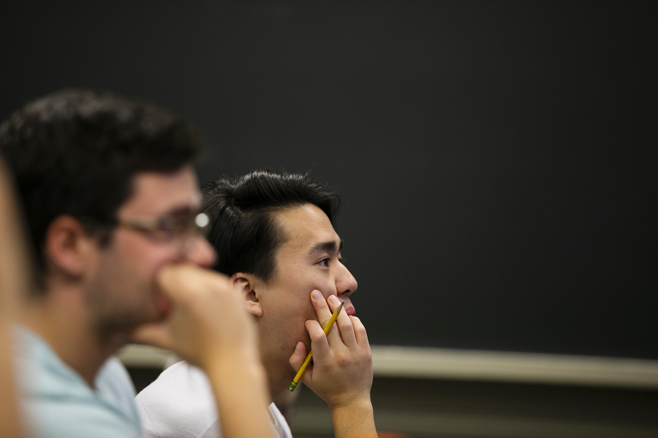 Students listen during class.