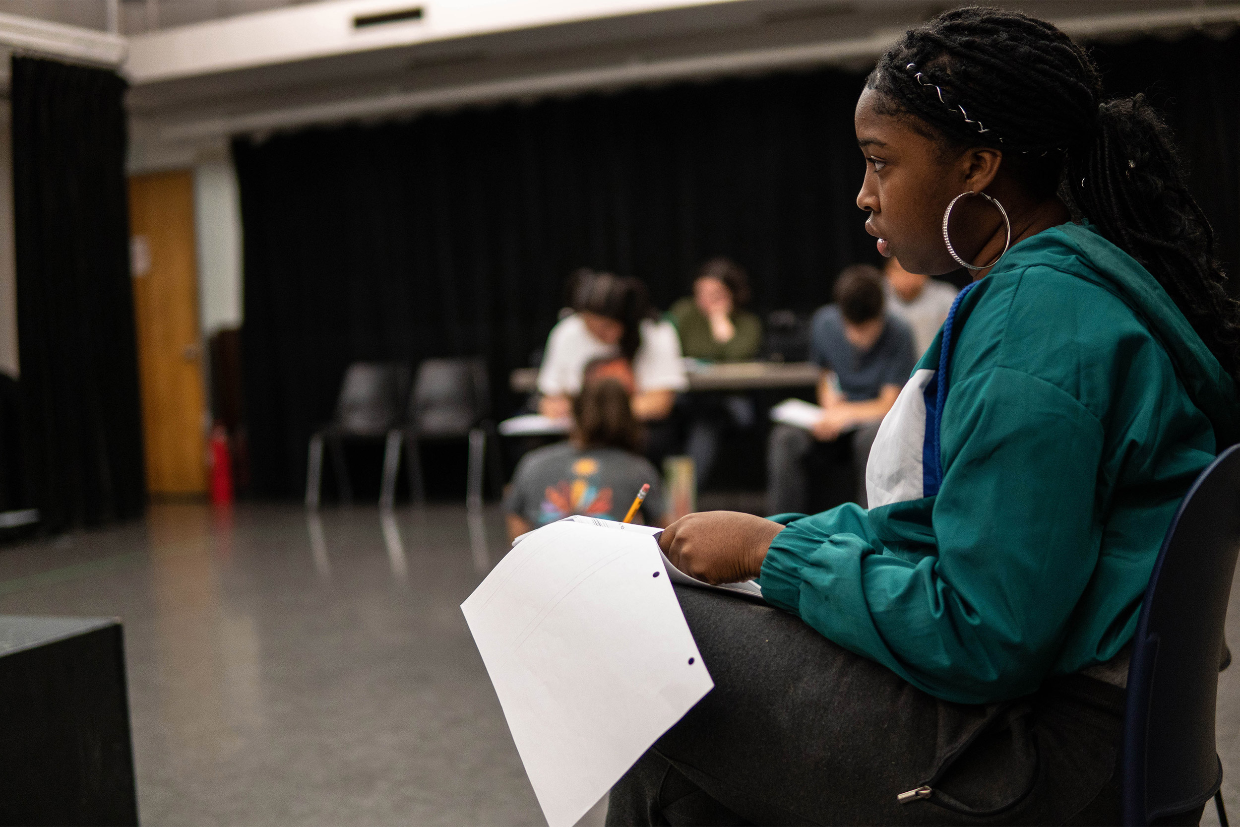 Jada Saint-Louis reads her script.