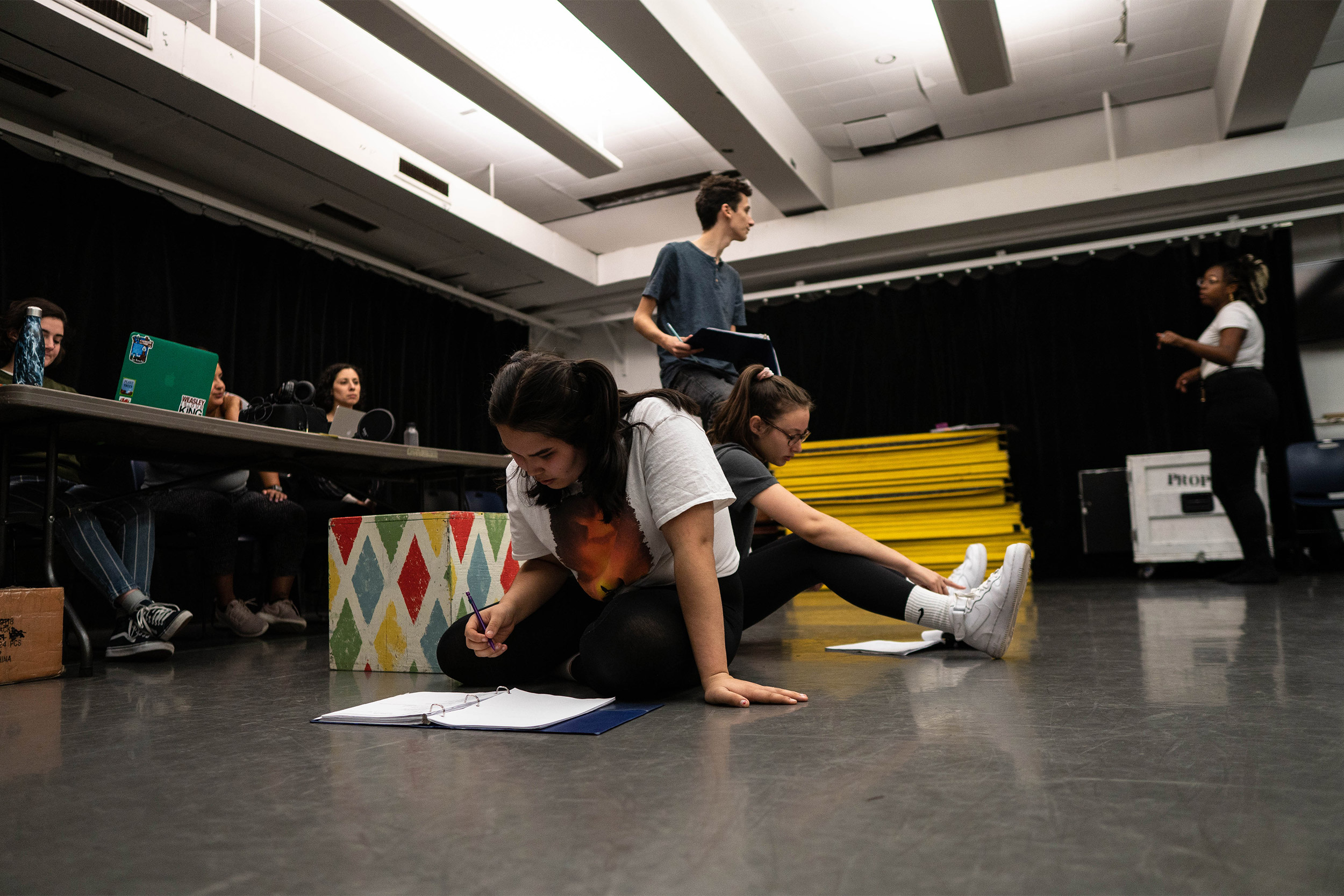 Students rehearse for ,for Proclamation Project at the American Repertory Theater.