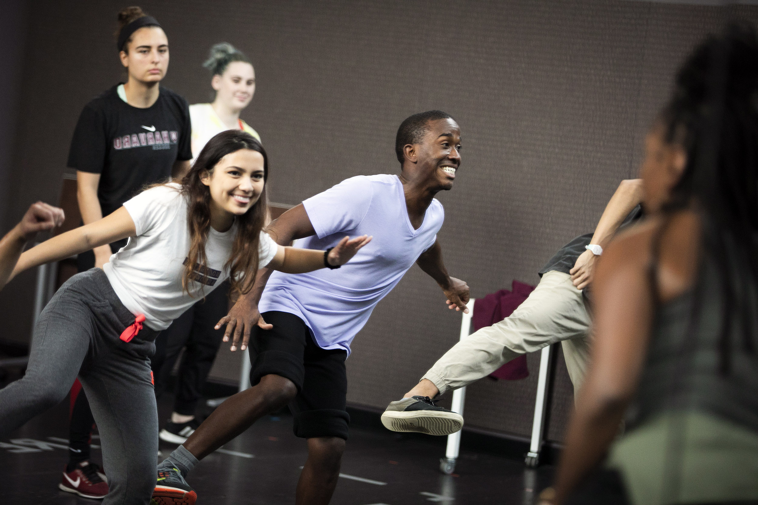 Marie Alejandra Konopacki and Jeremy Perry hold a pose during class.