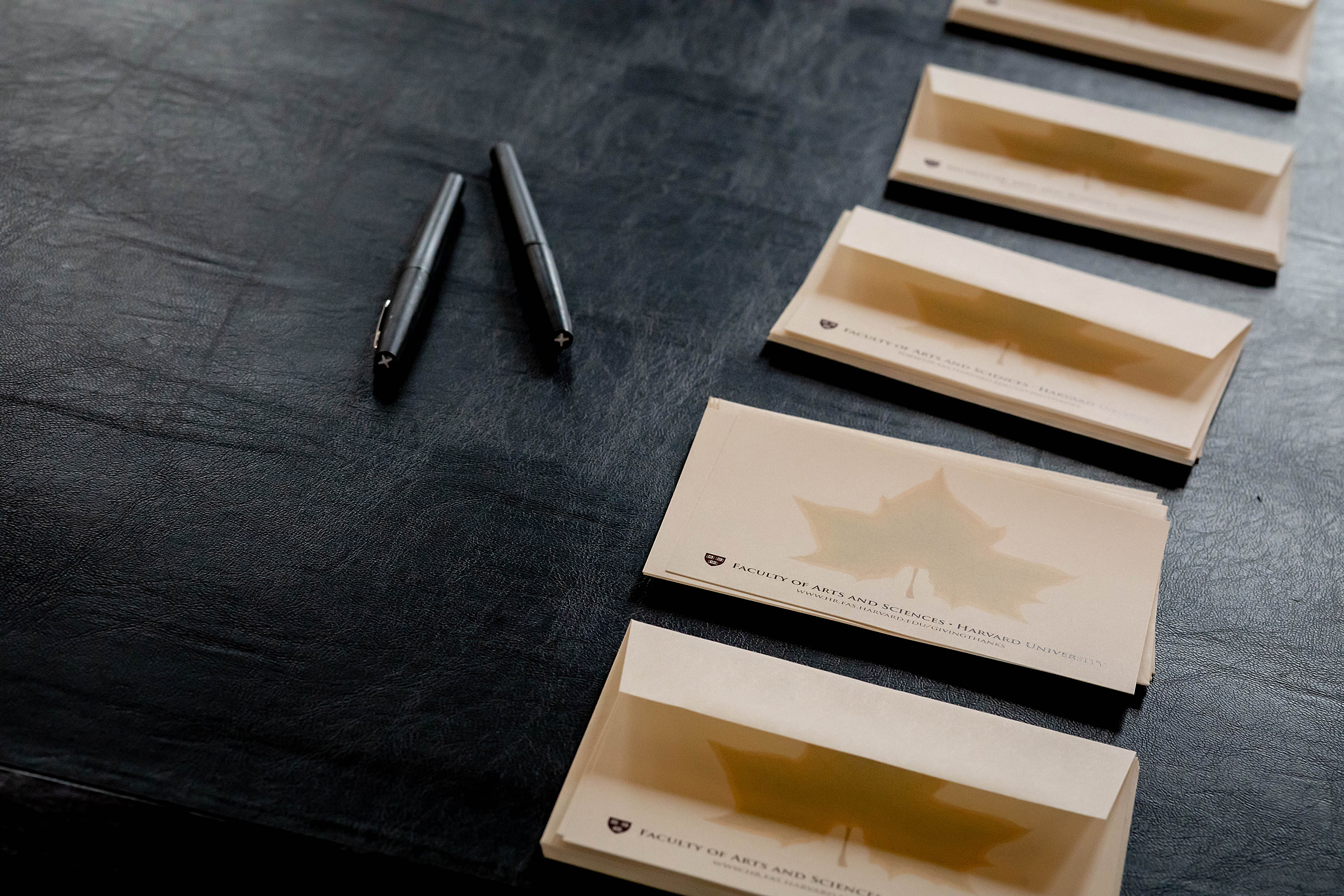 pen and thank-you notes.