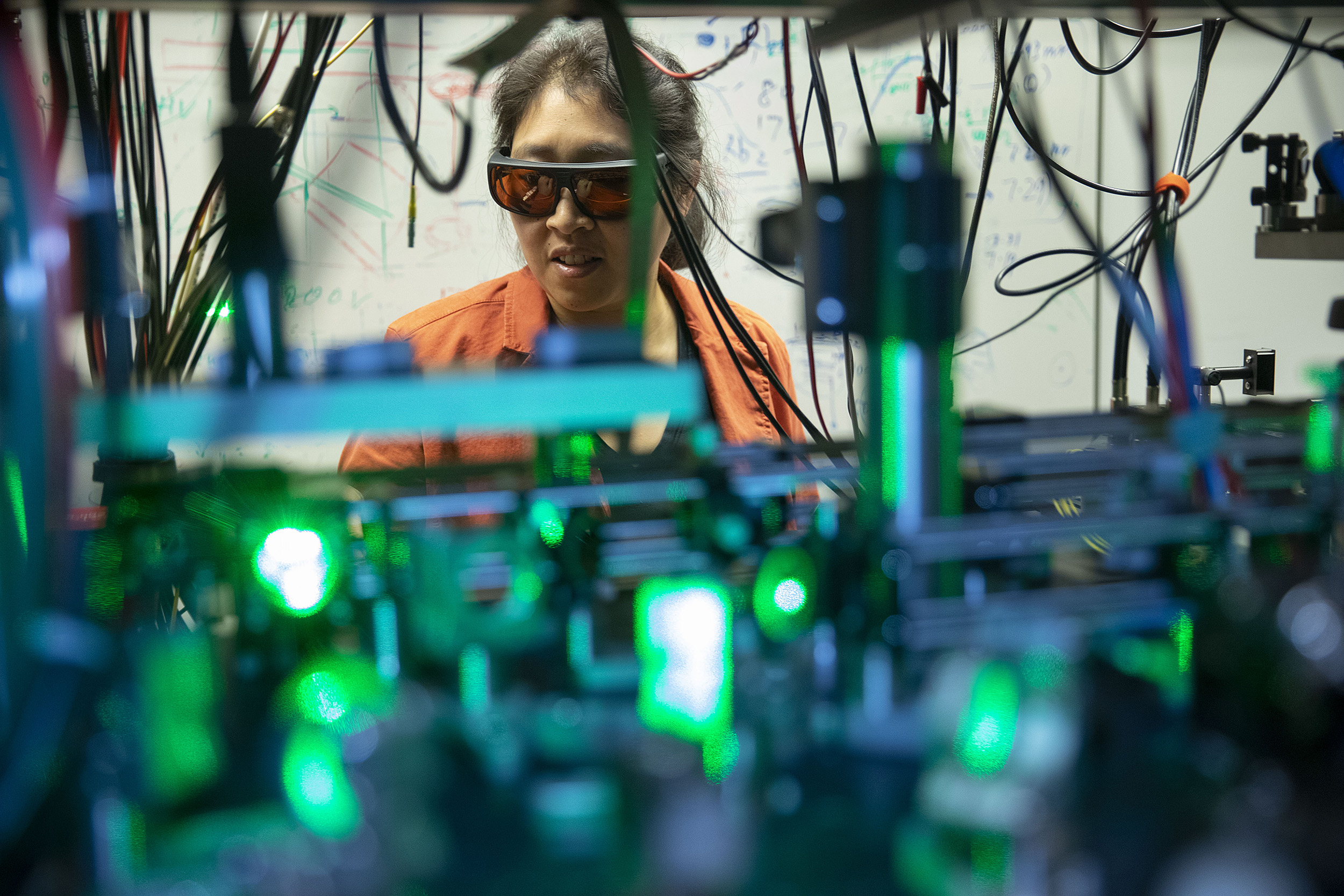 Scientist with special equipment.