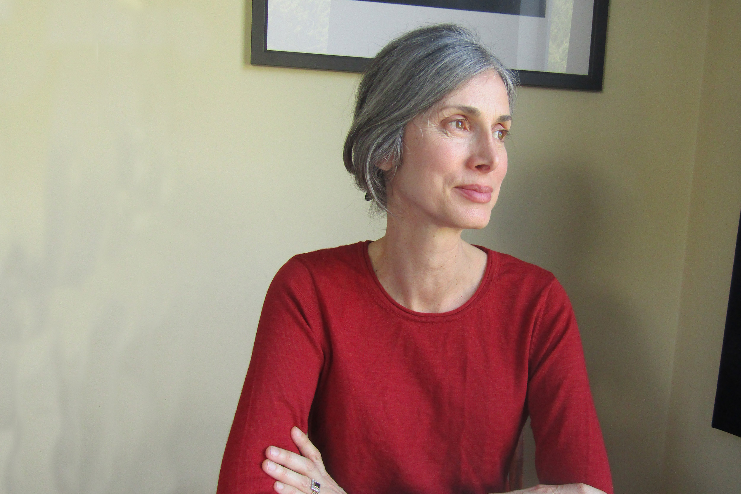 Writer at her desk.