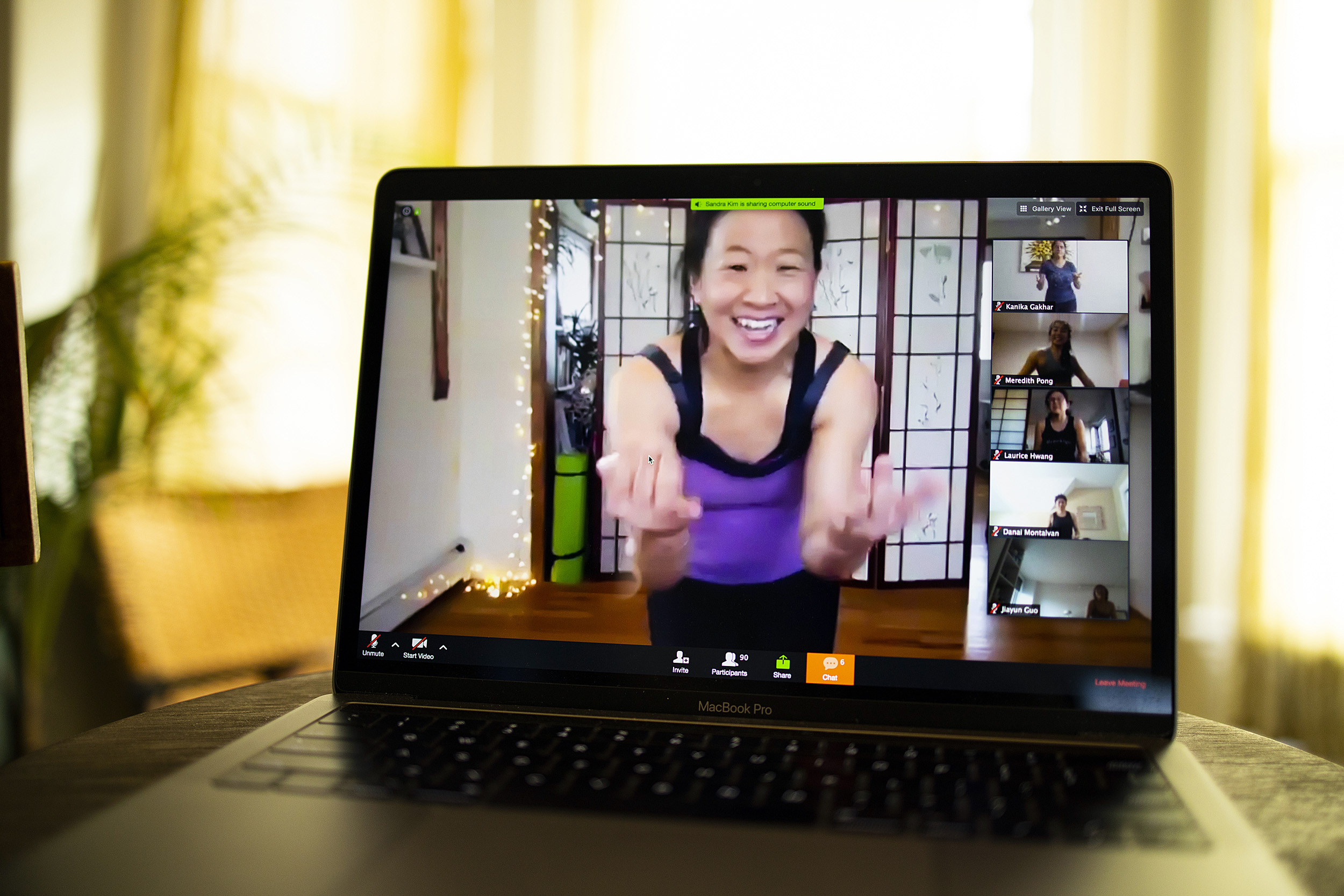 Online Zumba class with Sandra Kim.