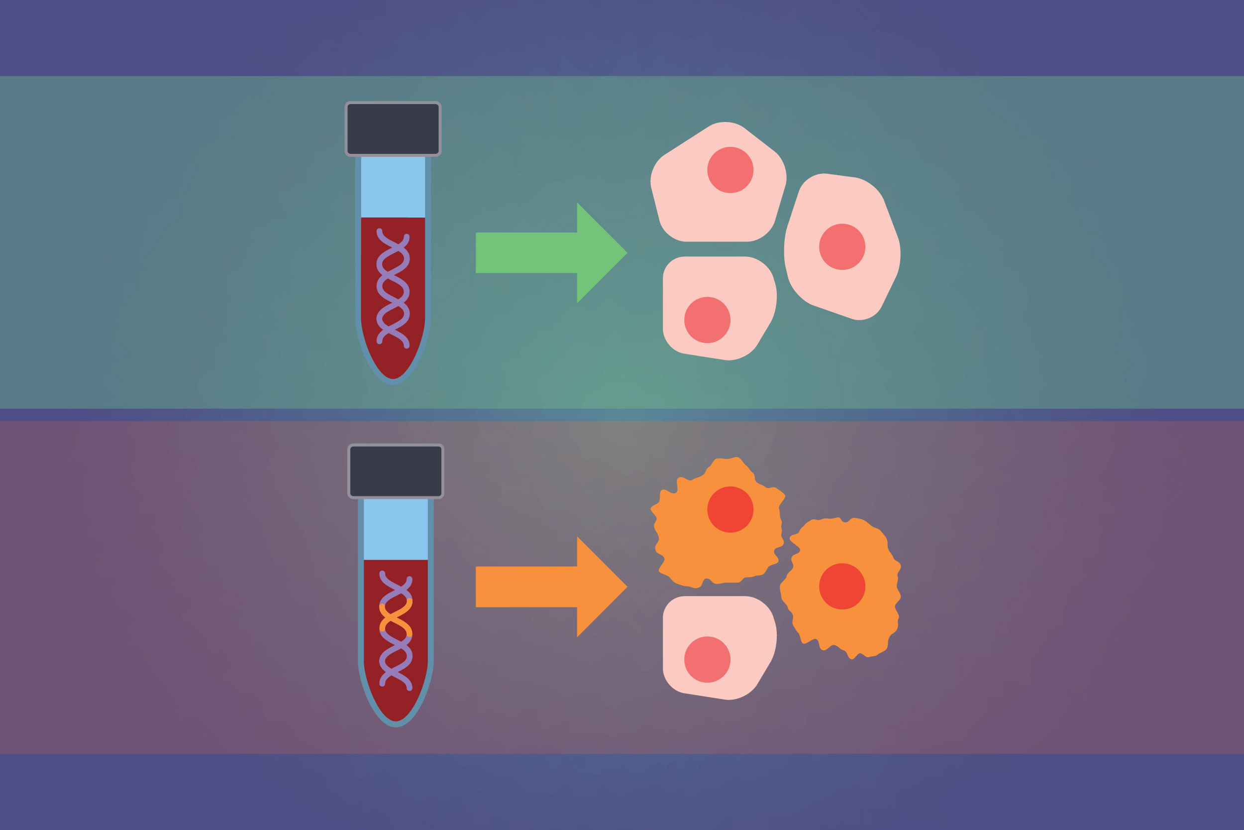 Graphic of blood and cancer cells.