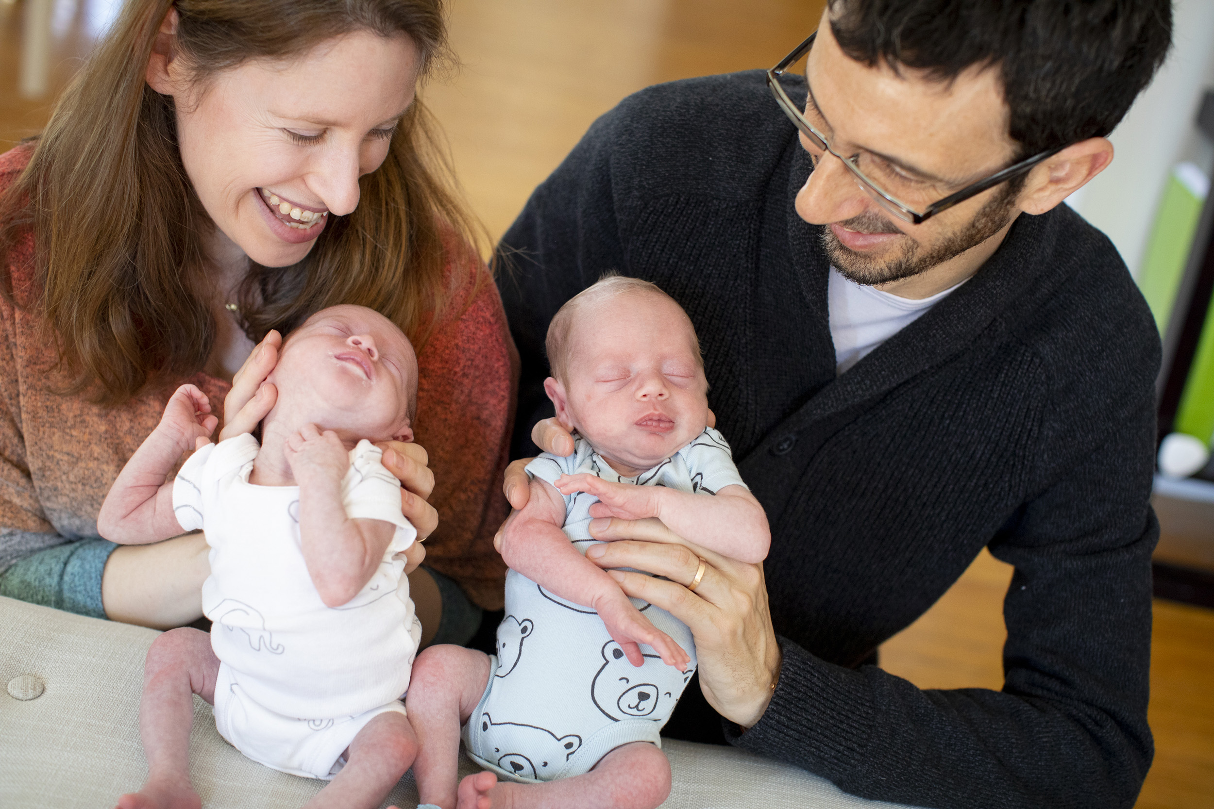 Talia Gillis with husband and twins.