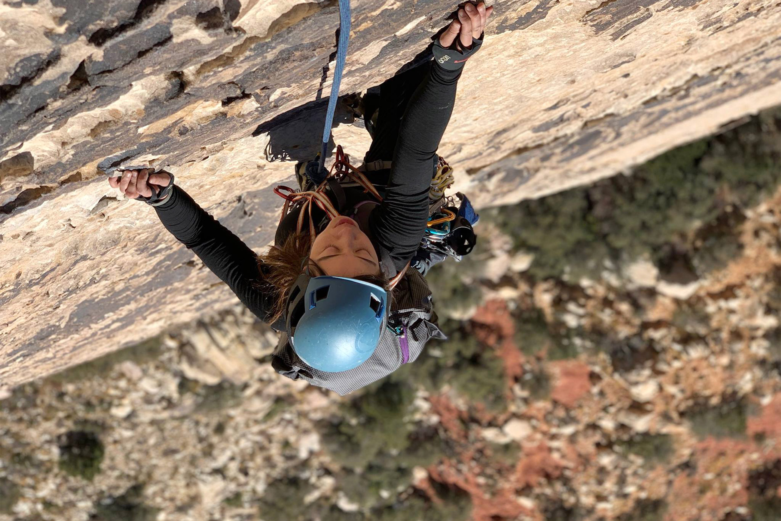 Christine Chang rock climbing.