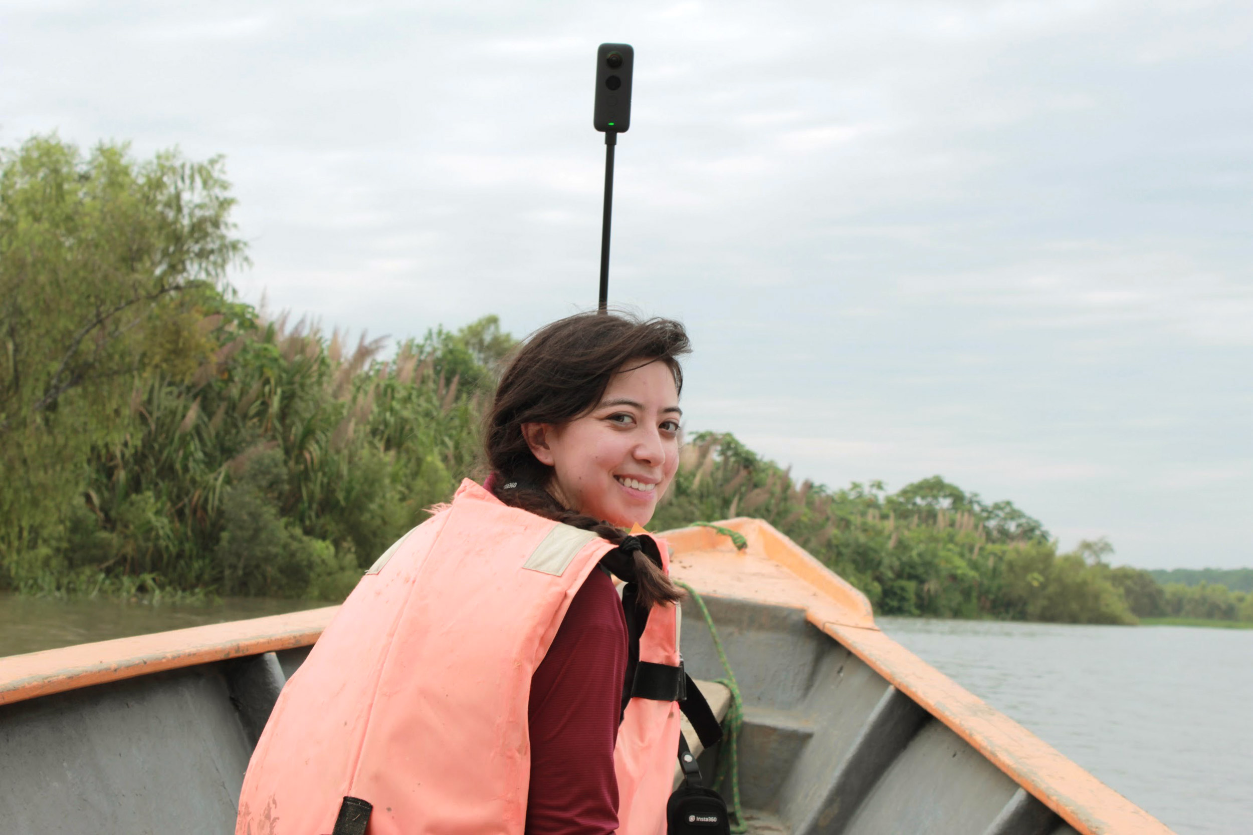 Christina Chang in a canoe.