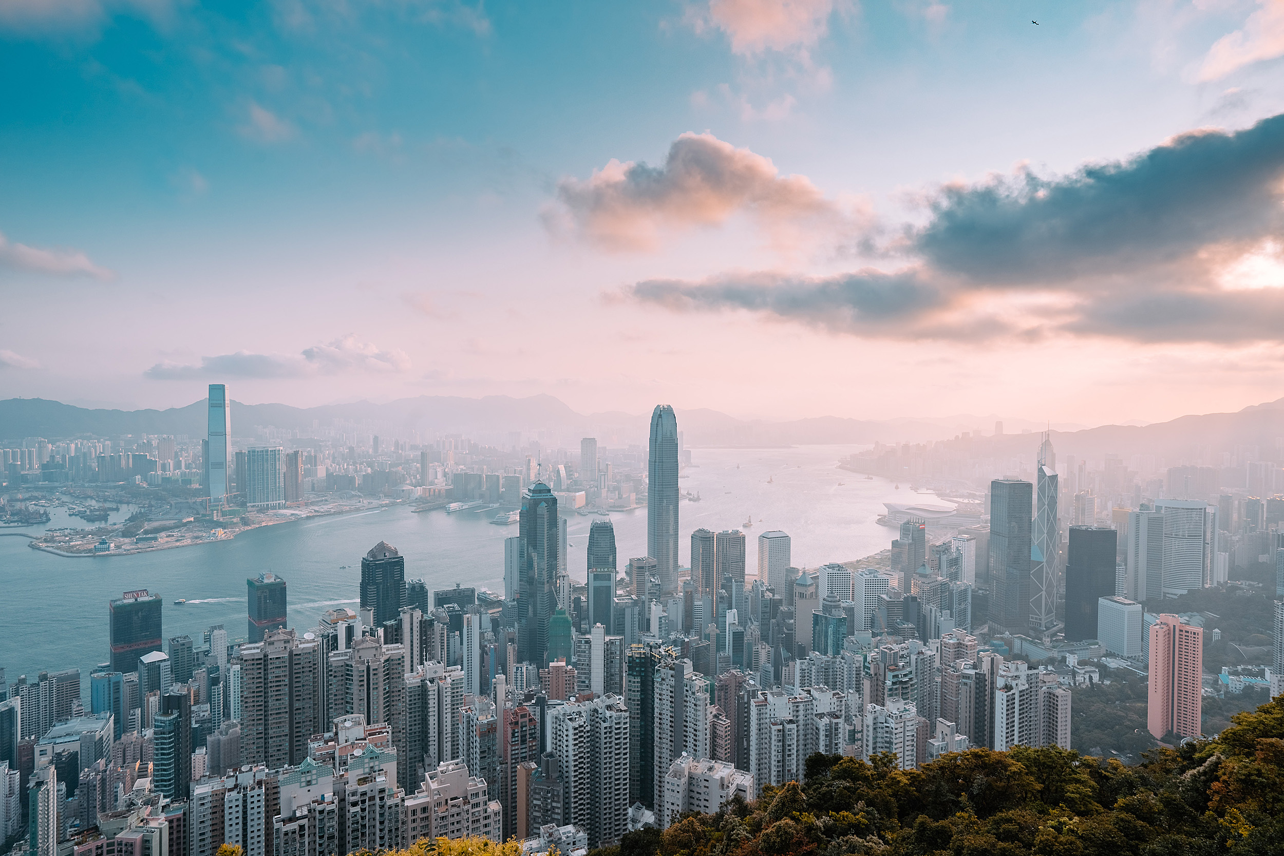 Hong Kong skyline.