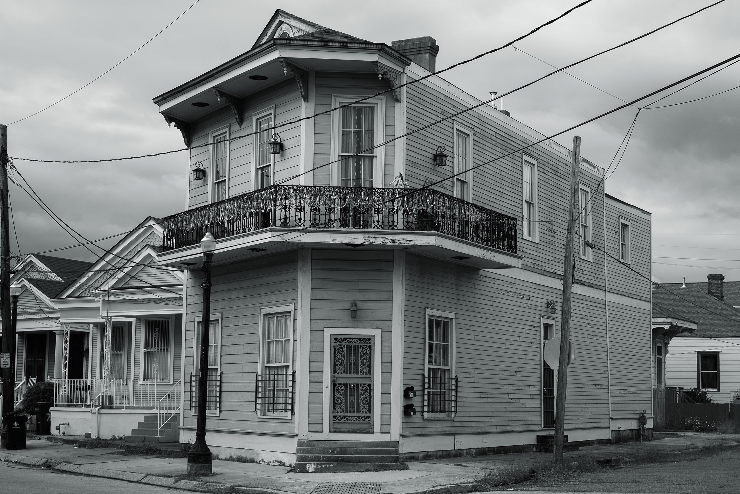 House in rundown neighborhood.