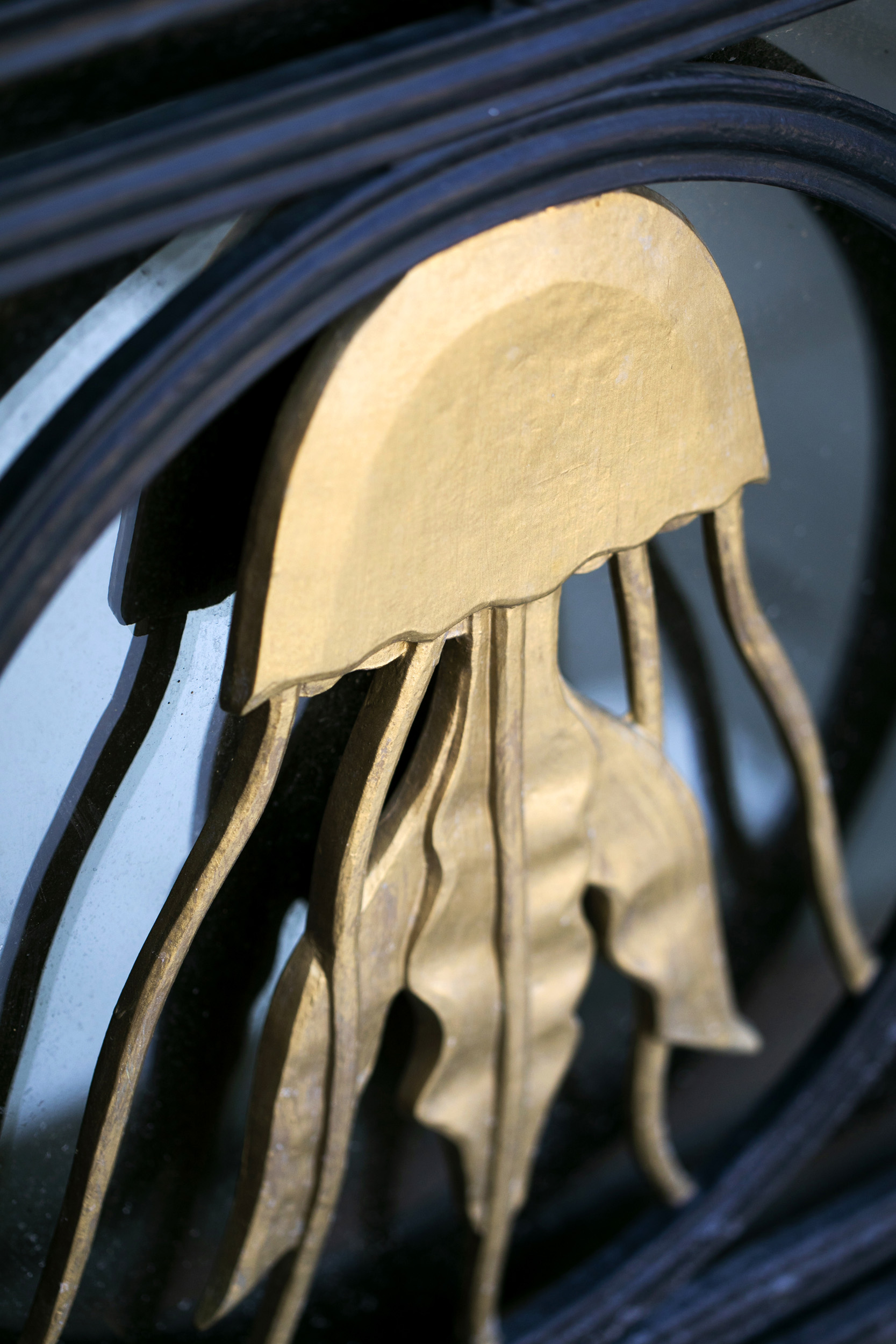 A jellyfish decorates the door to the Bio Labs.