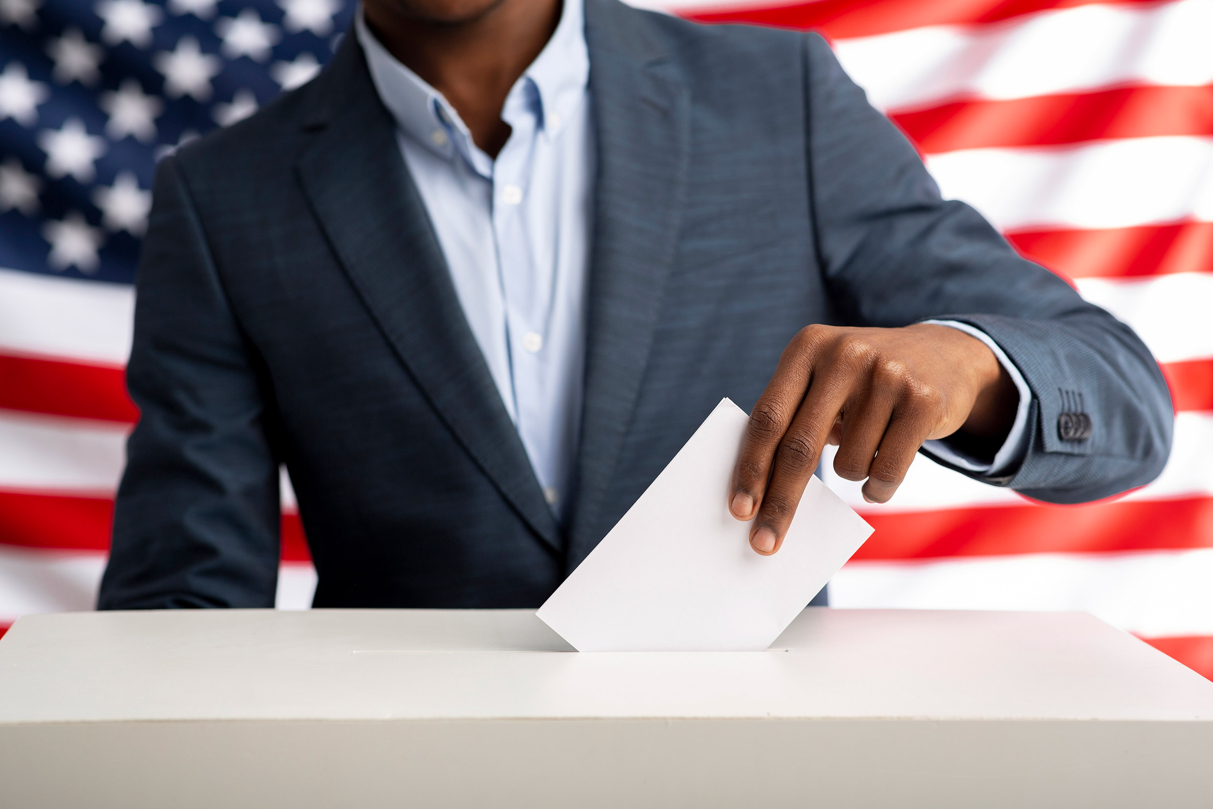 Black man voting.