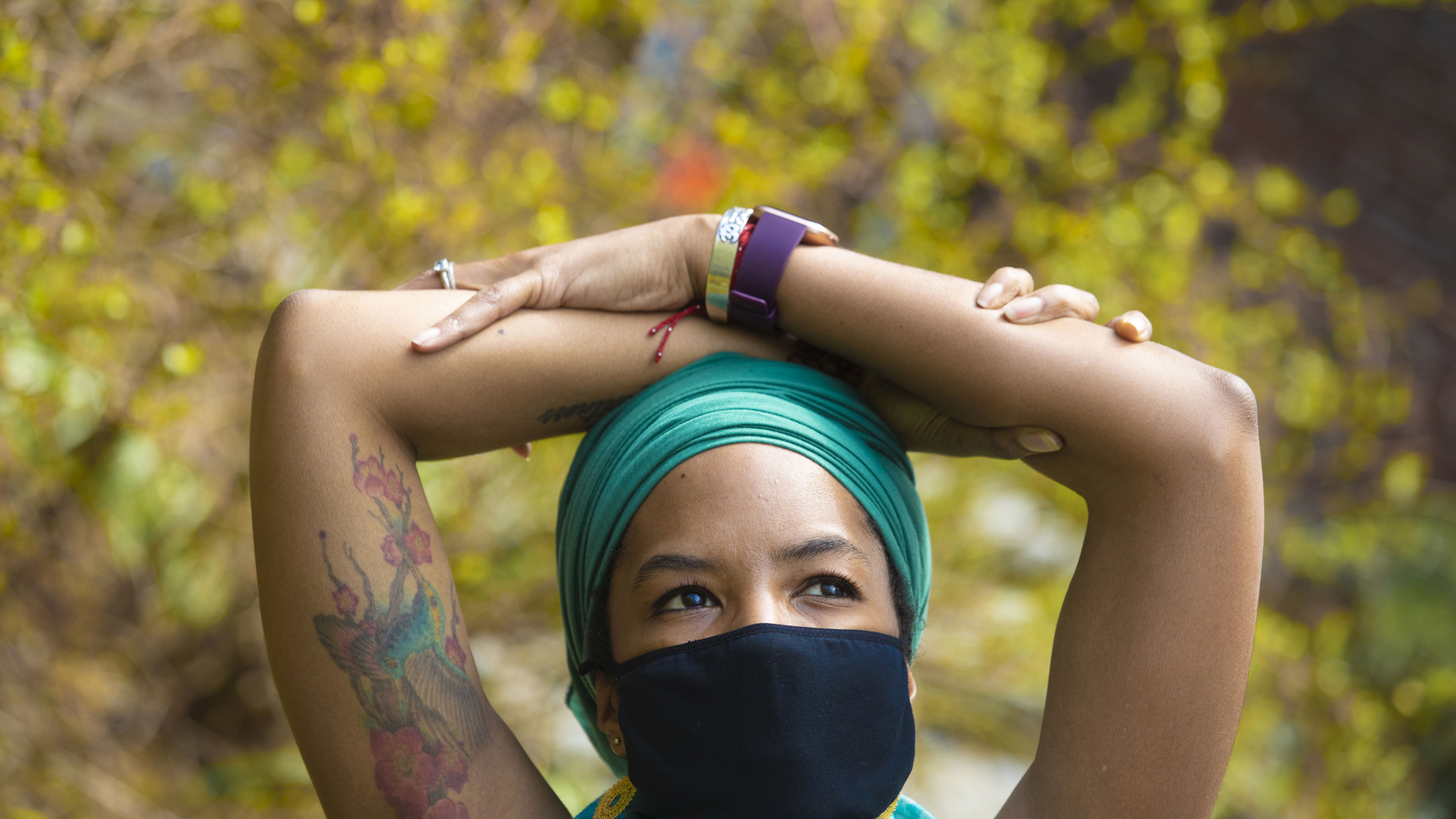 Jessica Chang practices yoga.