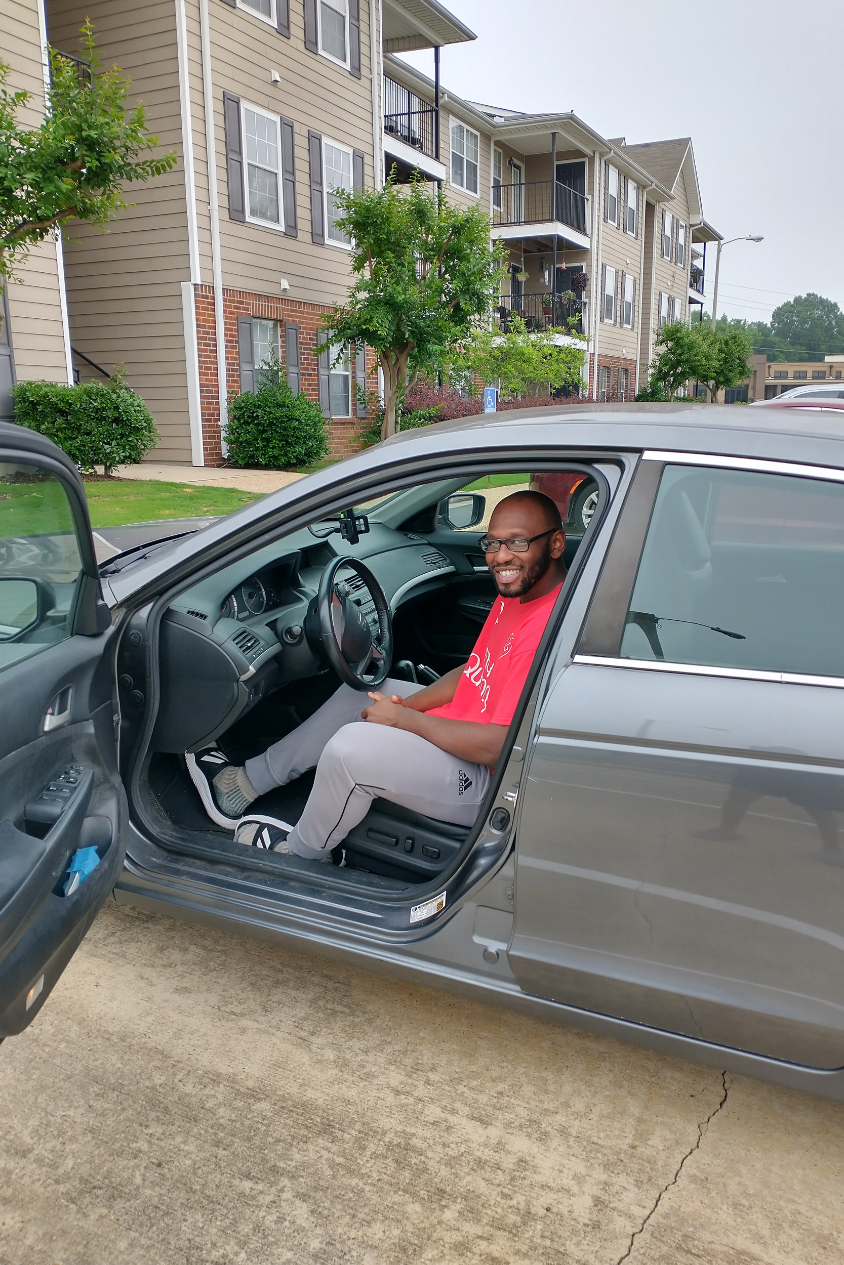 Donald Brown in his car.