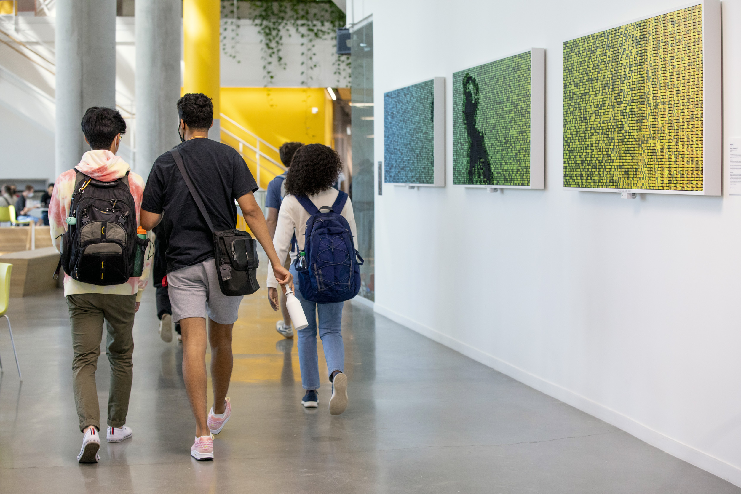 Students head to class in the new Science and Engineering Complex.