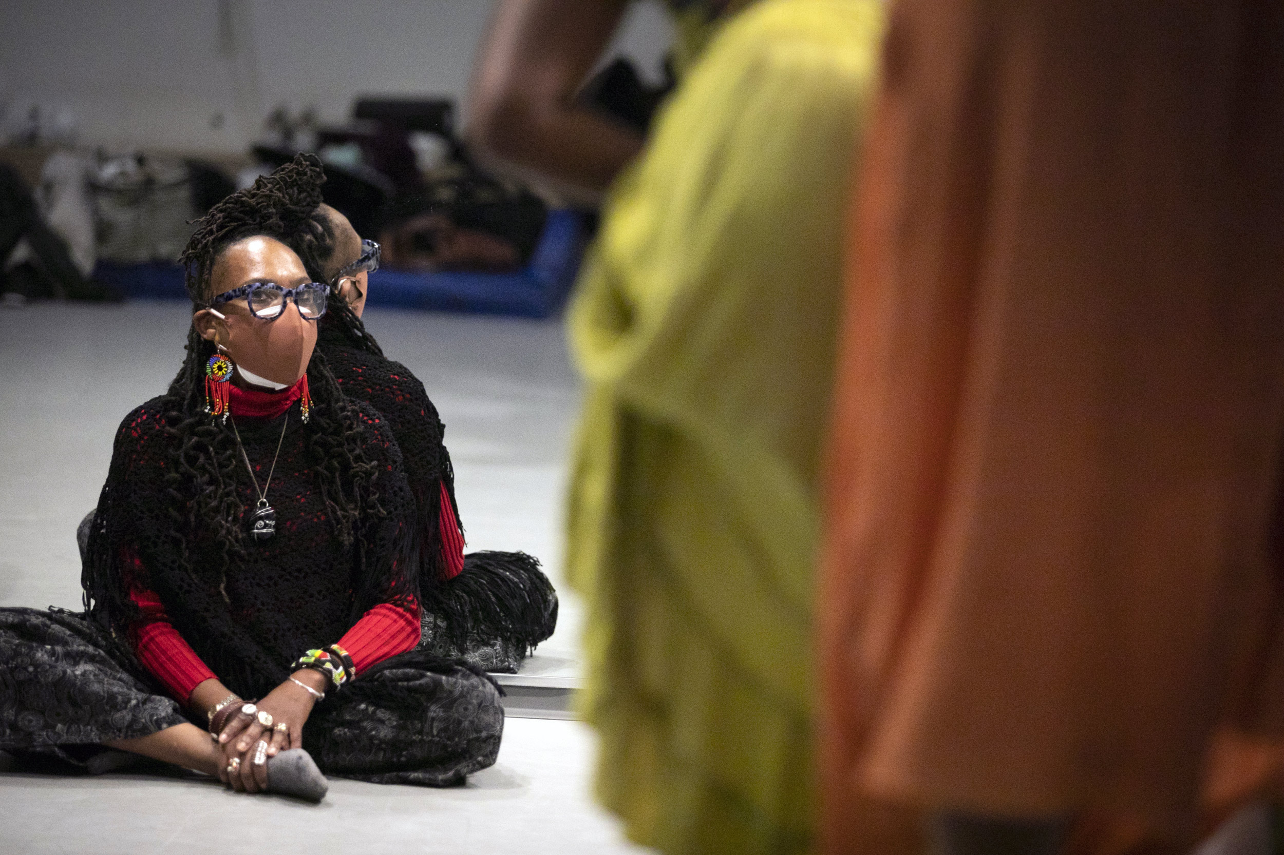 Artist in Residence Nailah Randall-Bellinger (pictured) rehearses with dancers in Studio 2 at Harvard Dance Center.