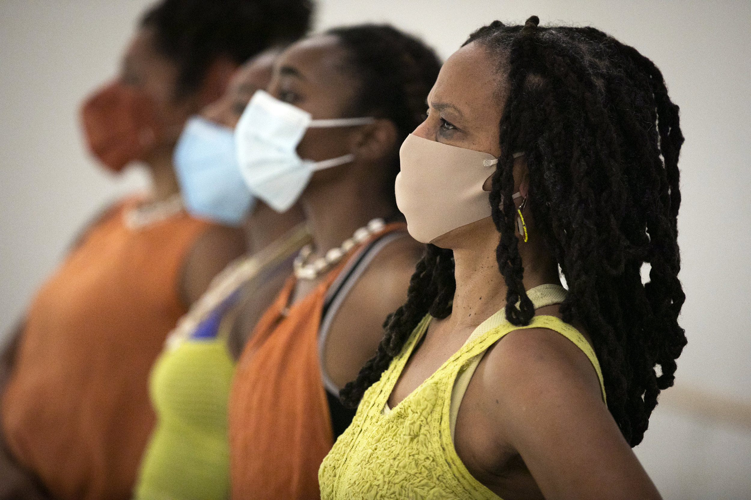 Dancers Jenny Oliver (from left), Imani Deal, Patricka James, and Toni Singleton are pictured during rehearsal.