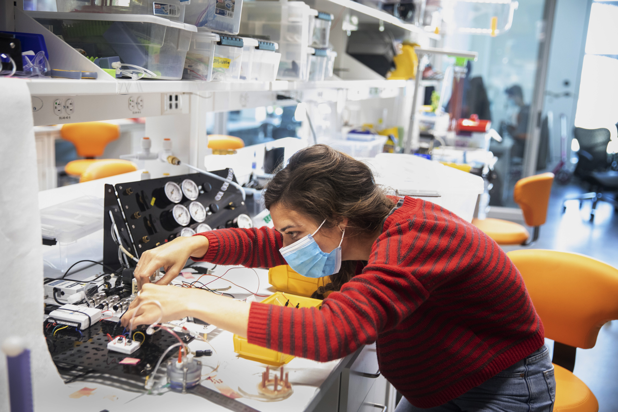 Elizabeth Gallardo works in the lab.