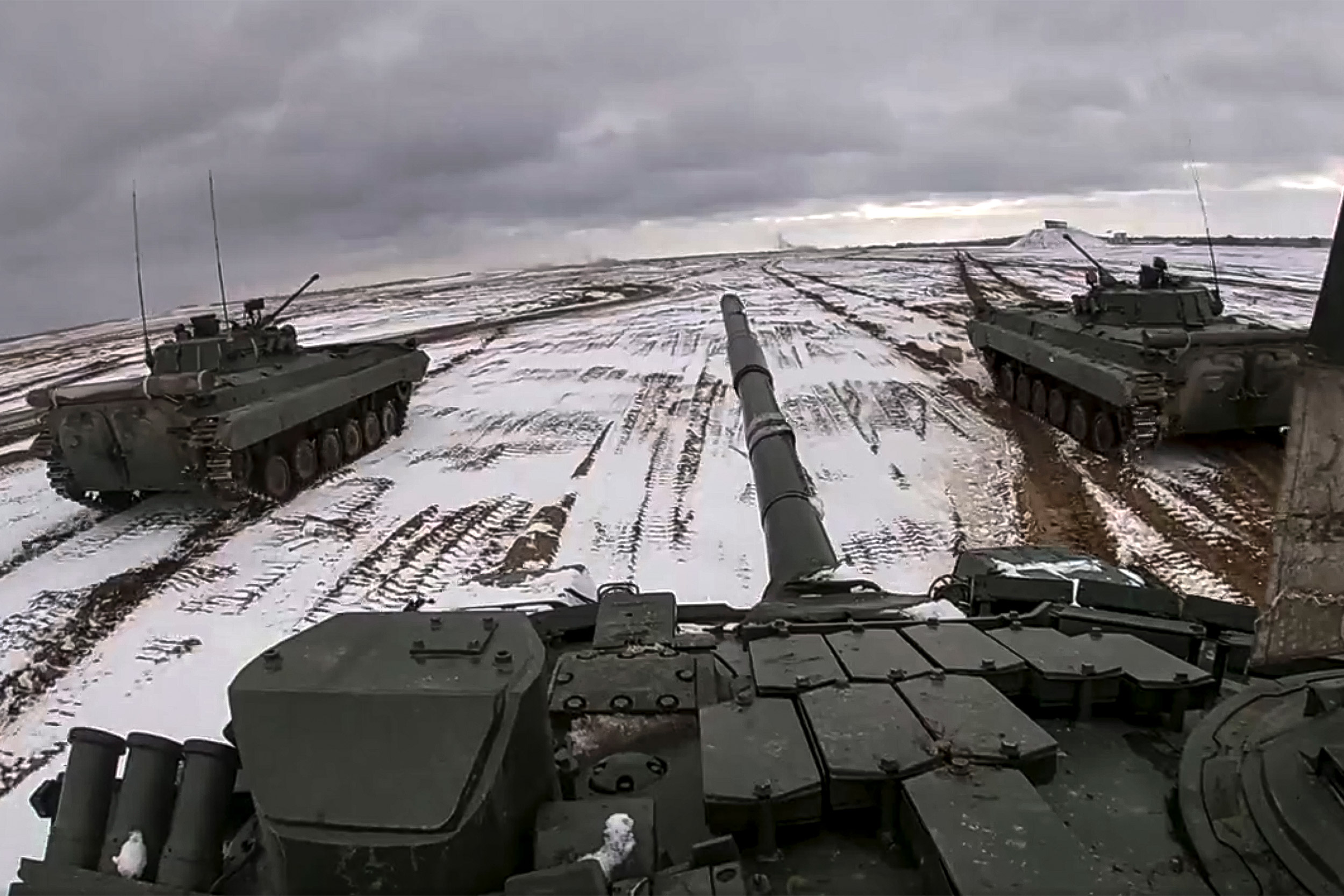 Russian and Belarus tanks.