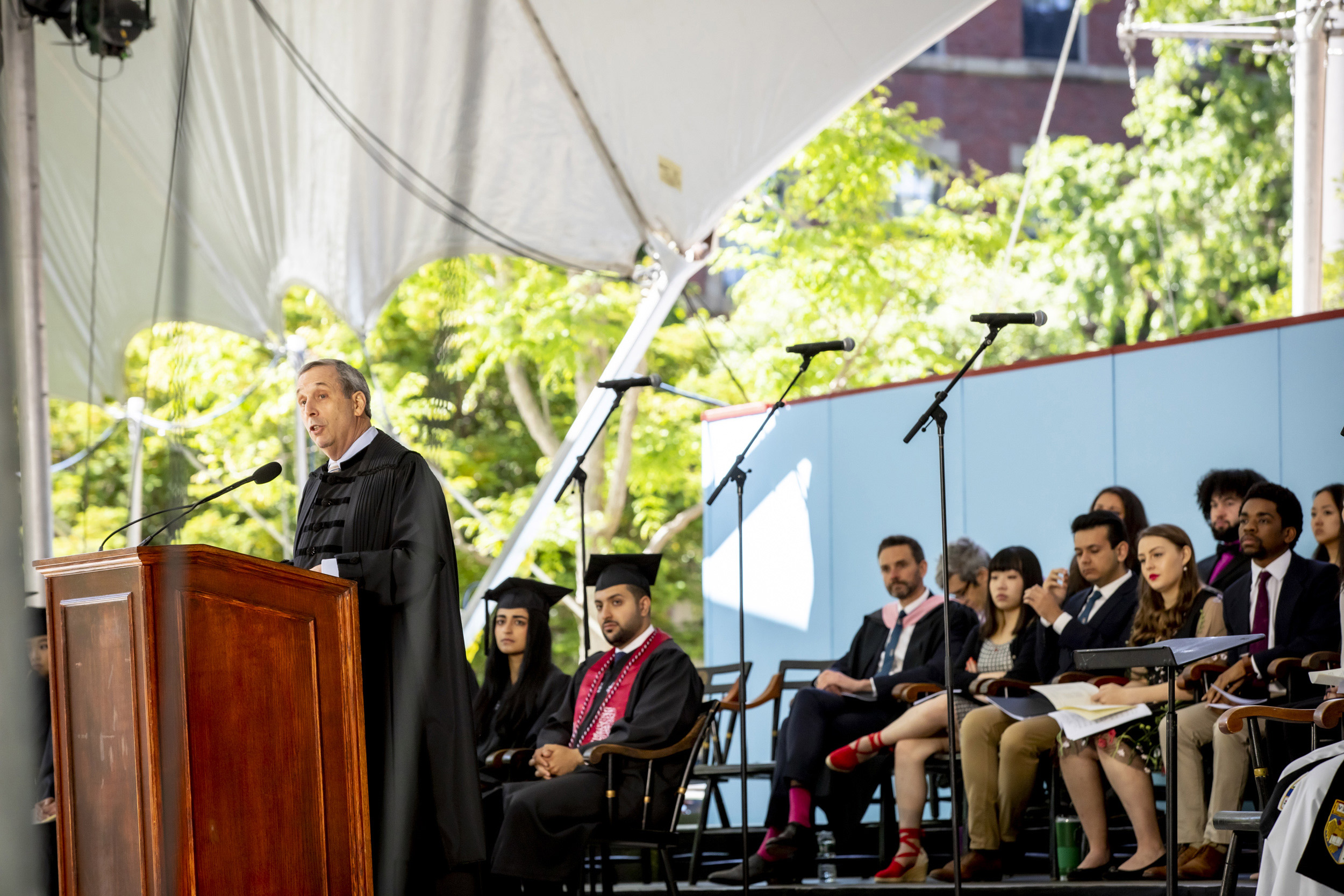 President Bacow addressing the Class of 2022.