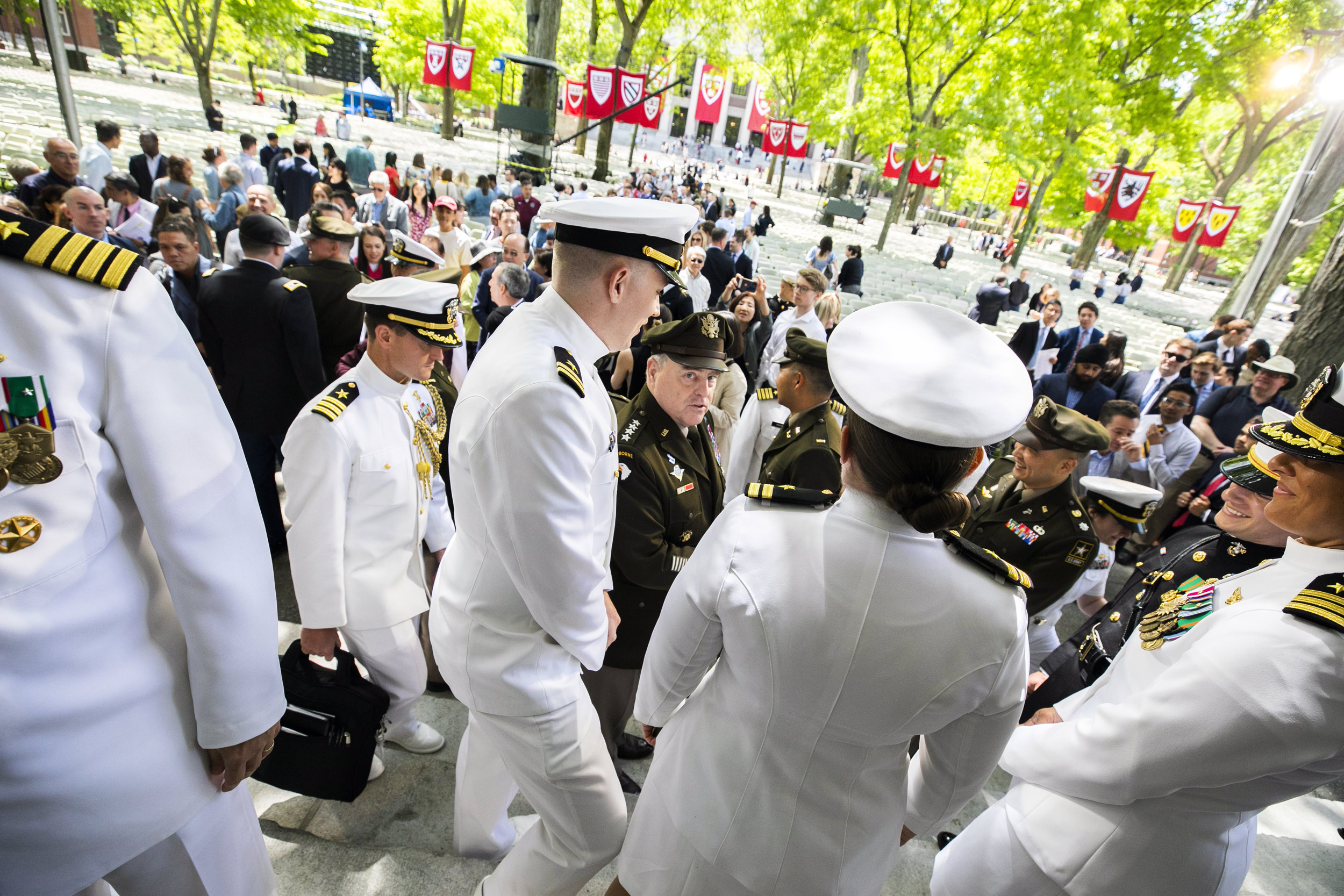 General Mark A. Milley (center) speaks with officers and attendees.