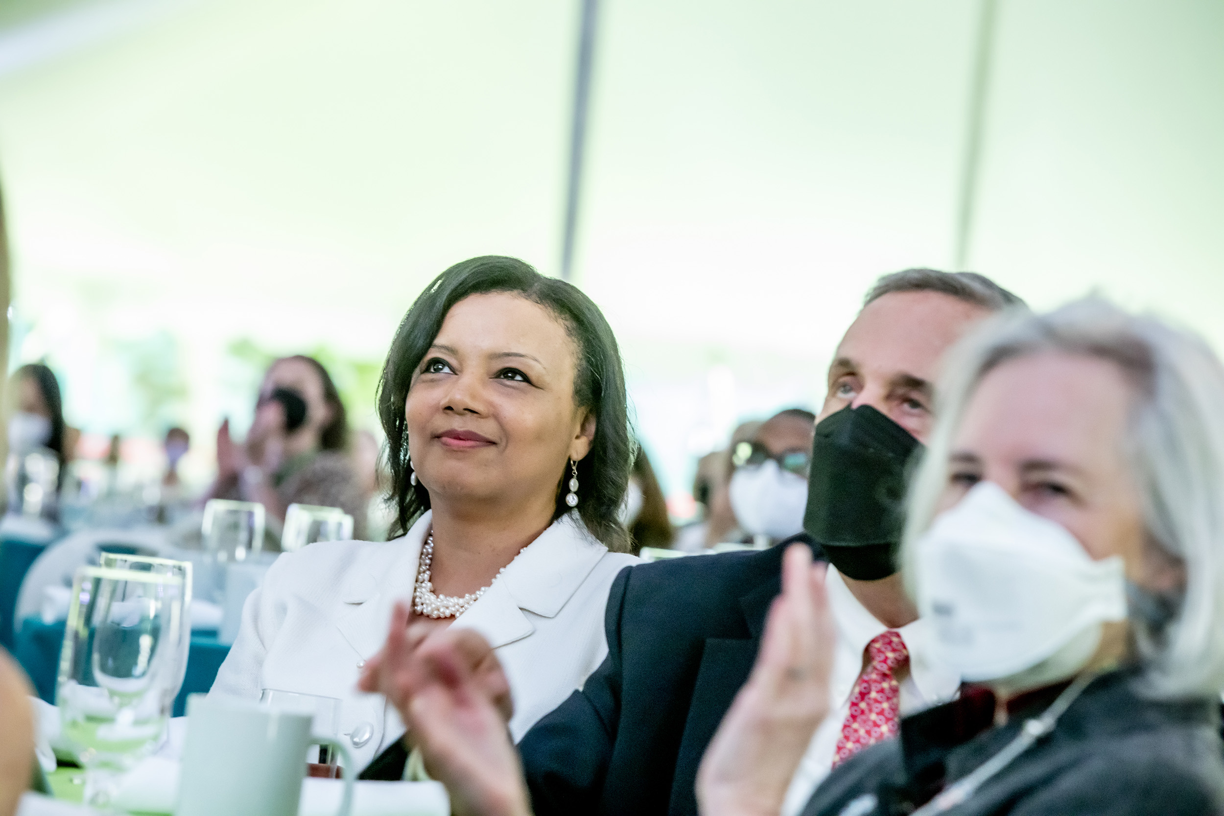 Tomiko Brown-Nagin, Larry Bacow, and Martha Minow..