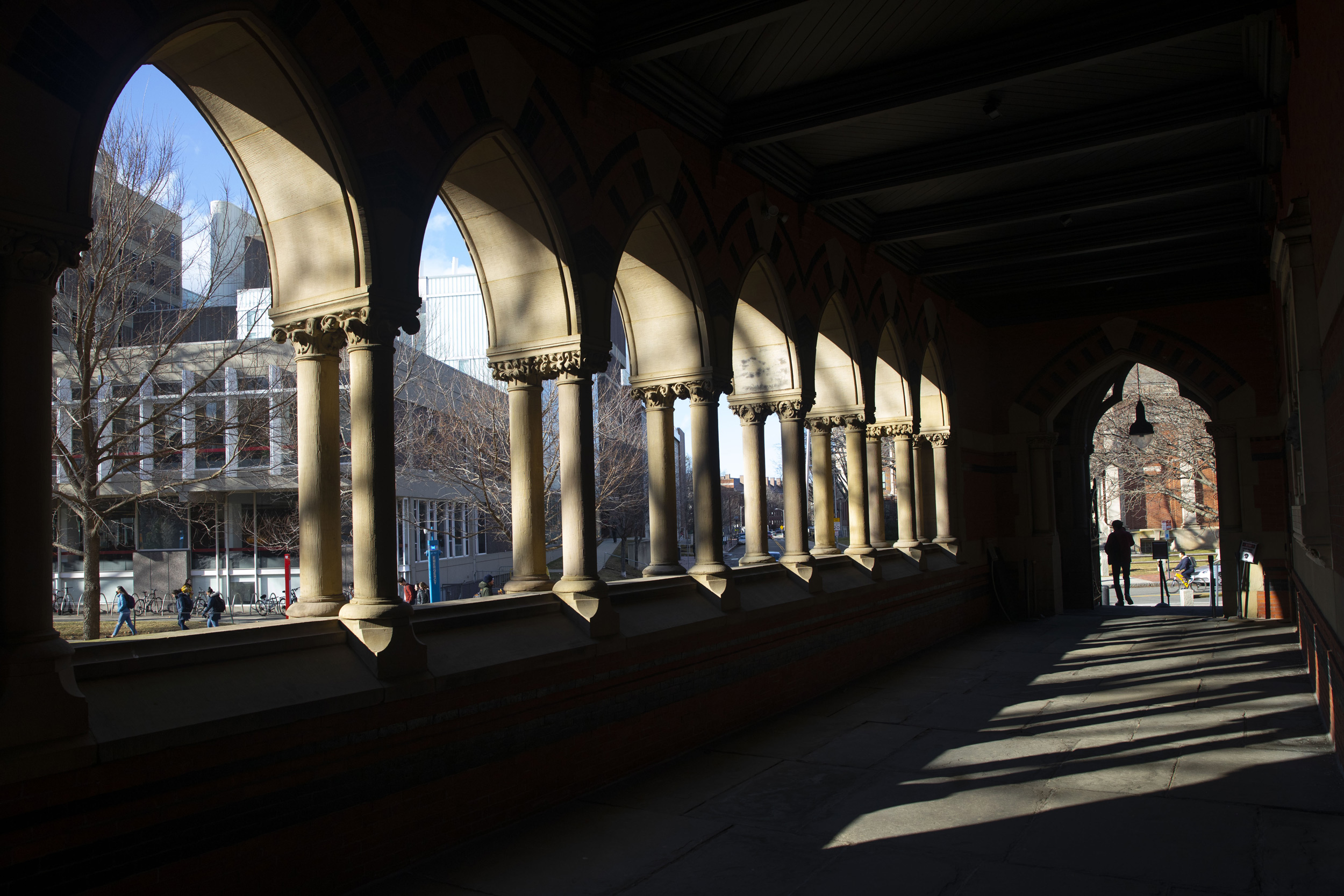 Arches of Memorial Hall frame the Science Center.