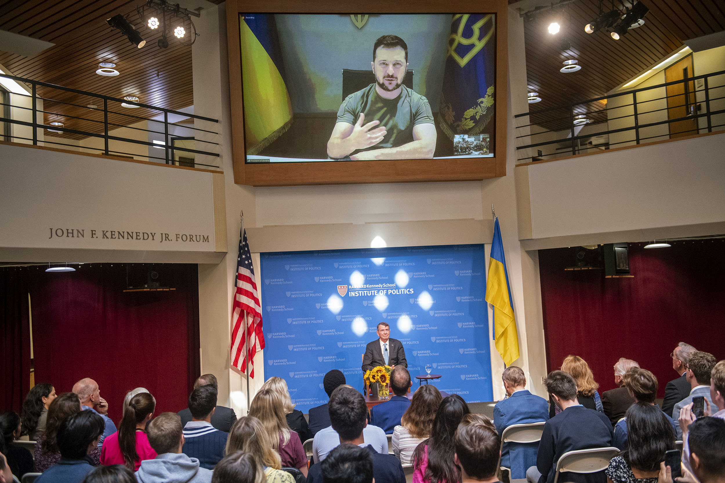 President Zelensky speaks via livestream.