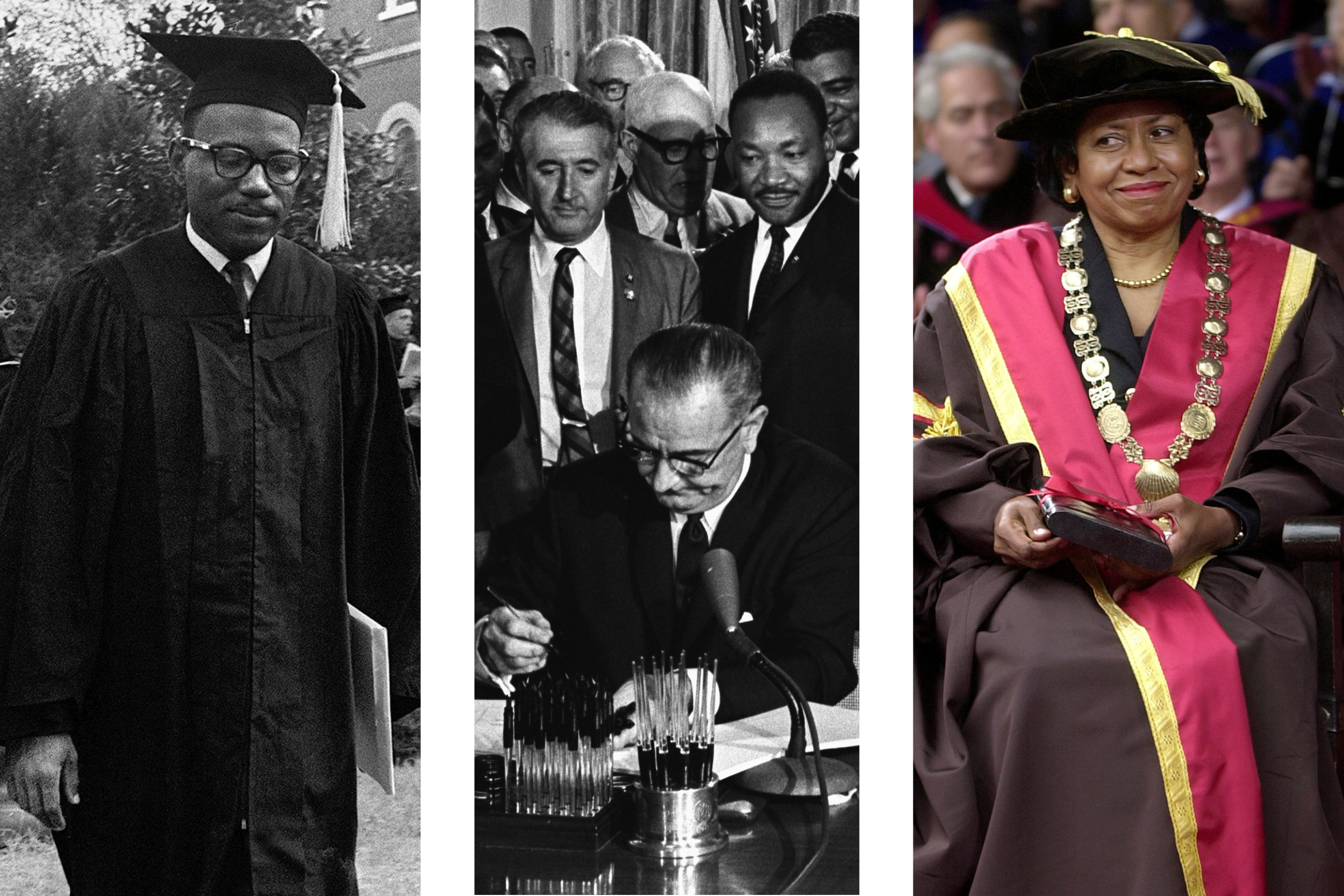 James Meredith graduates; President Johnson signs Civil Rights Act; Ruth Simmons is inaugurated as Brown University's president.