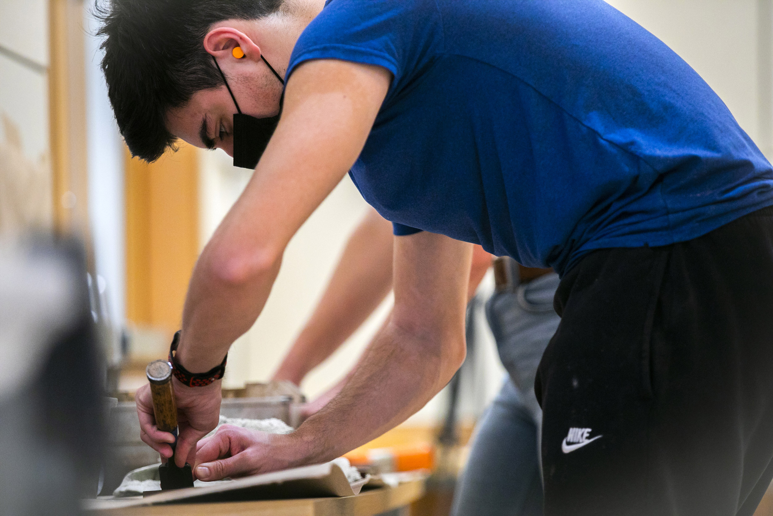 Carlo Hensch works on the riverboat.