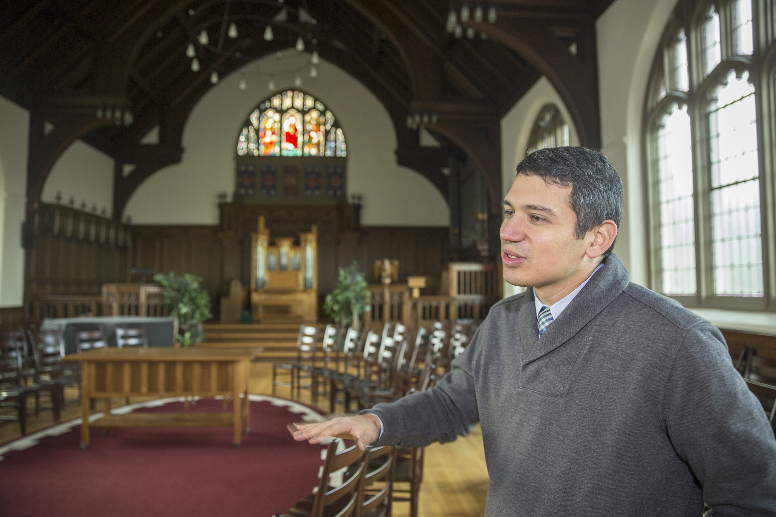 Matthew Potts in Andover Hall Chapel.