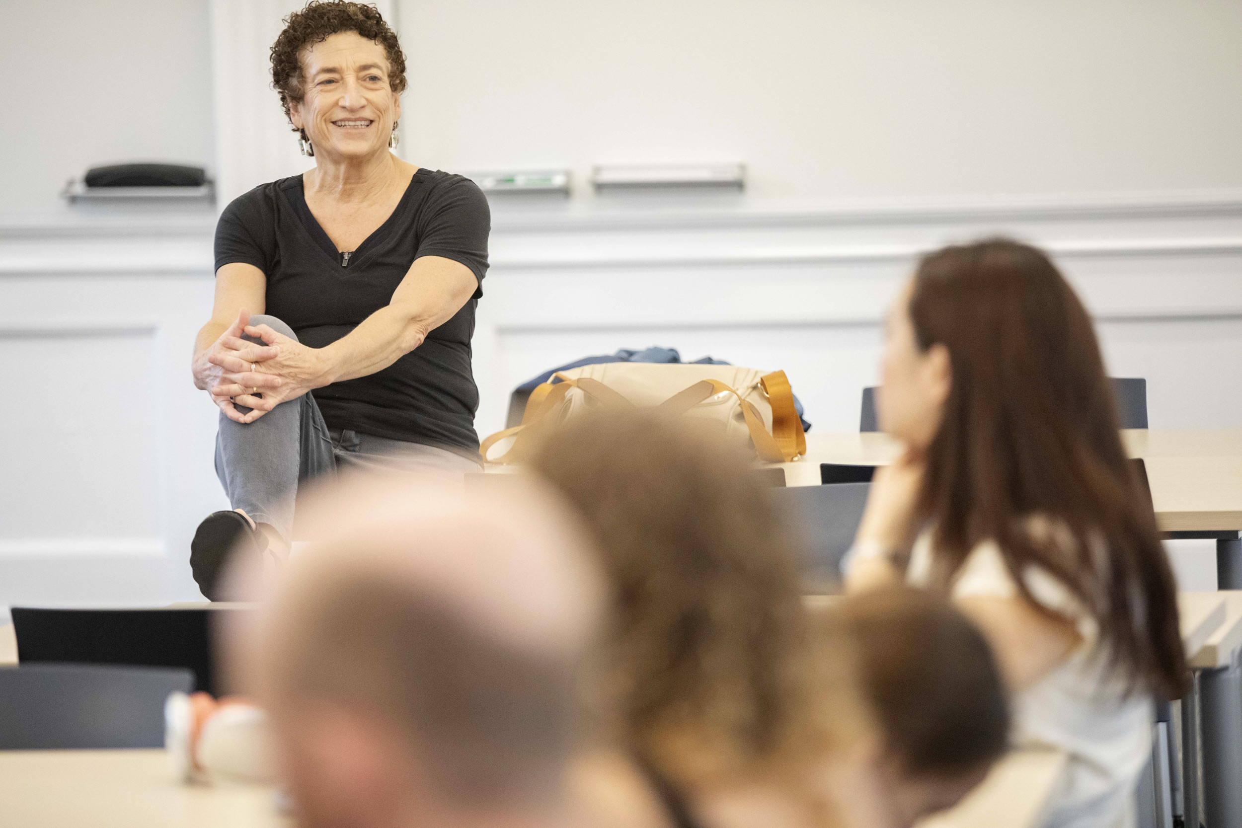 Naomi Oreskes, the Henry Charles Lea Professor of the History of Science and affiliated professor of Earth and Planetary Sciences, teaches “Burning Books, Fighting Facts” inside Harvard Hall.